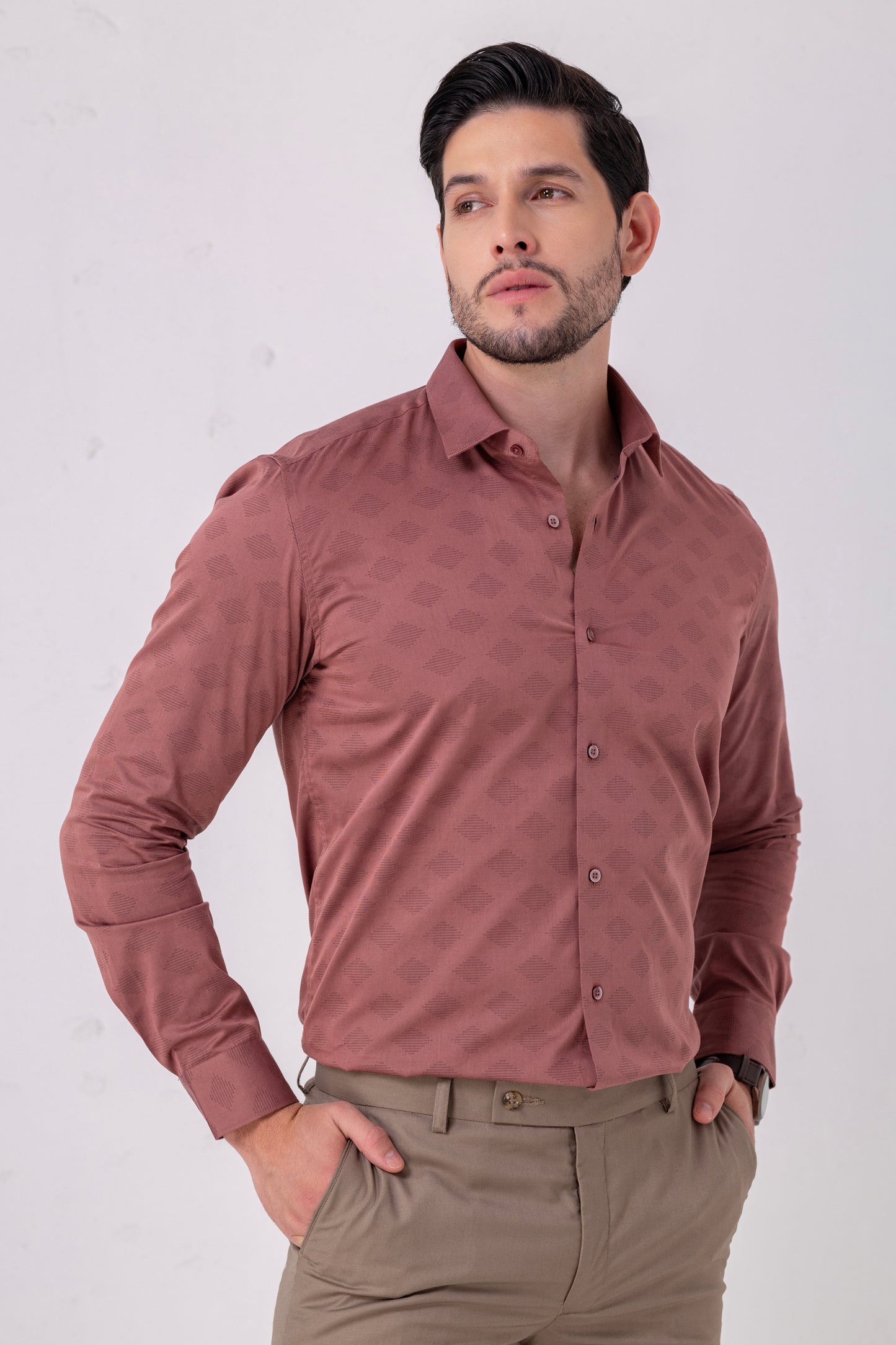 Coral Sophistication Jacquard Shirt. Vyne by Urban Thing.