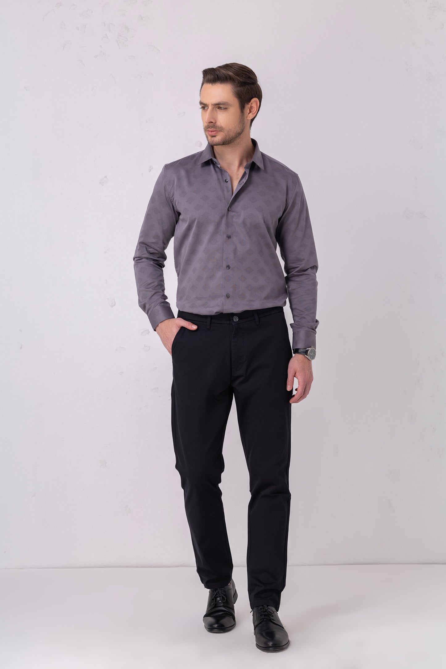 Lavender Elegance Cotton Jacquard Shirt. Vyne by Urban Thing.
