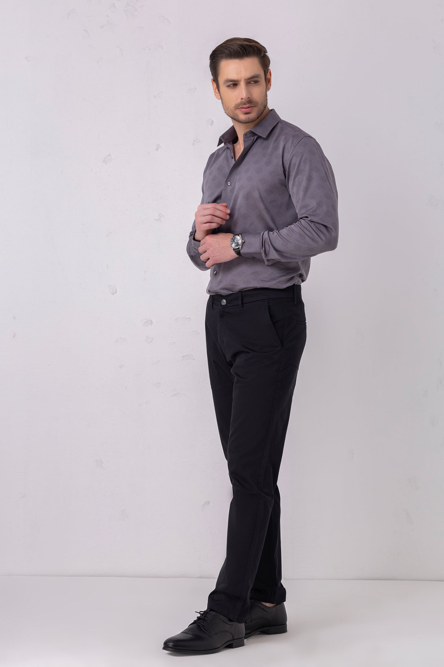 Lavender Elegance Cotton Jacquard Shirt. Vyne by Urban Thing.