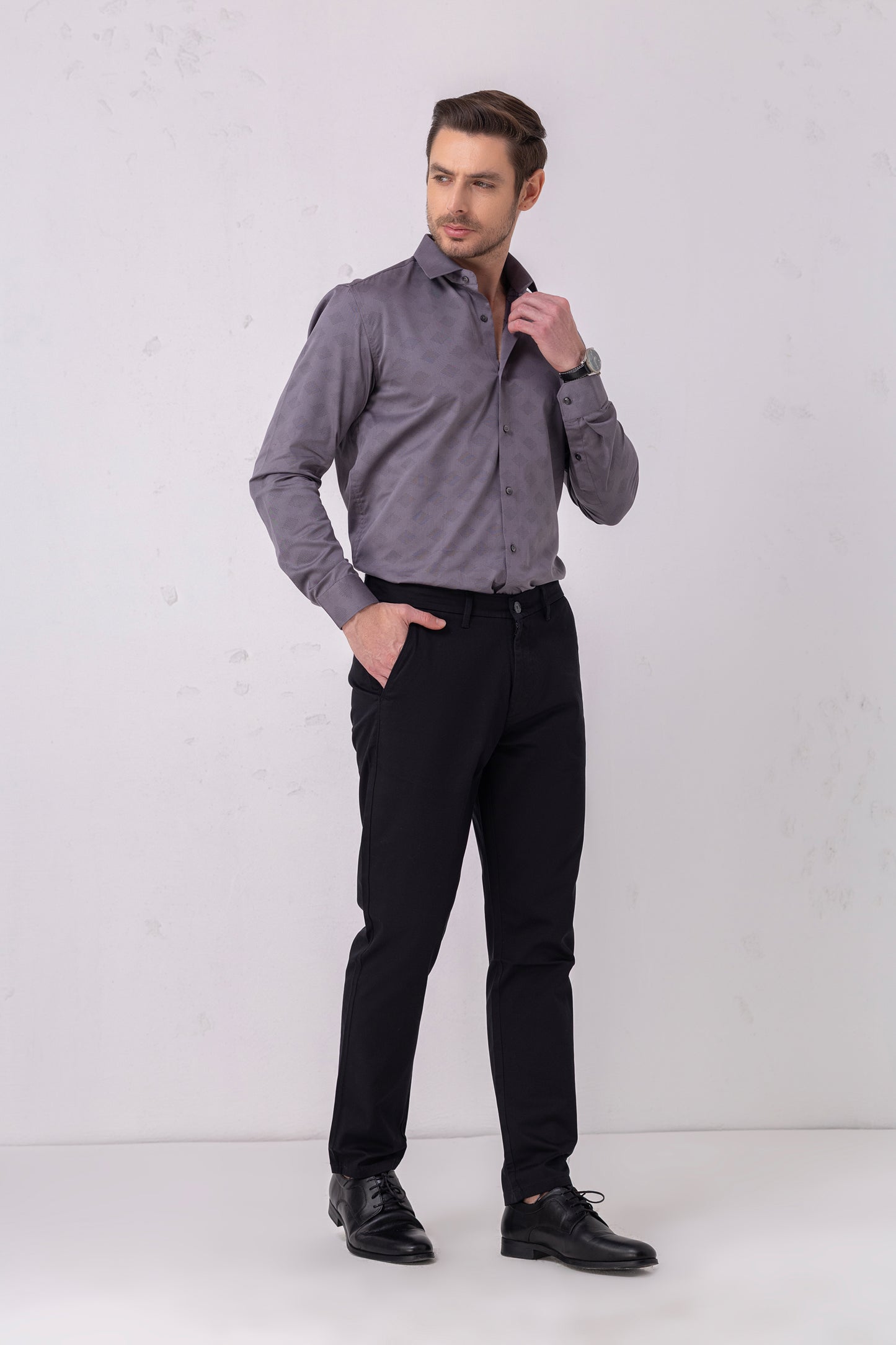 Lavender Elegance Cotton Jacquard Shirt. Vyne by Urban Thing.