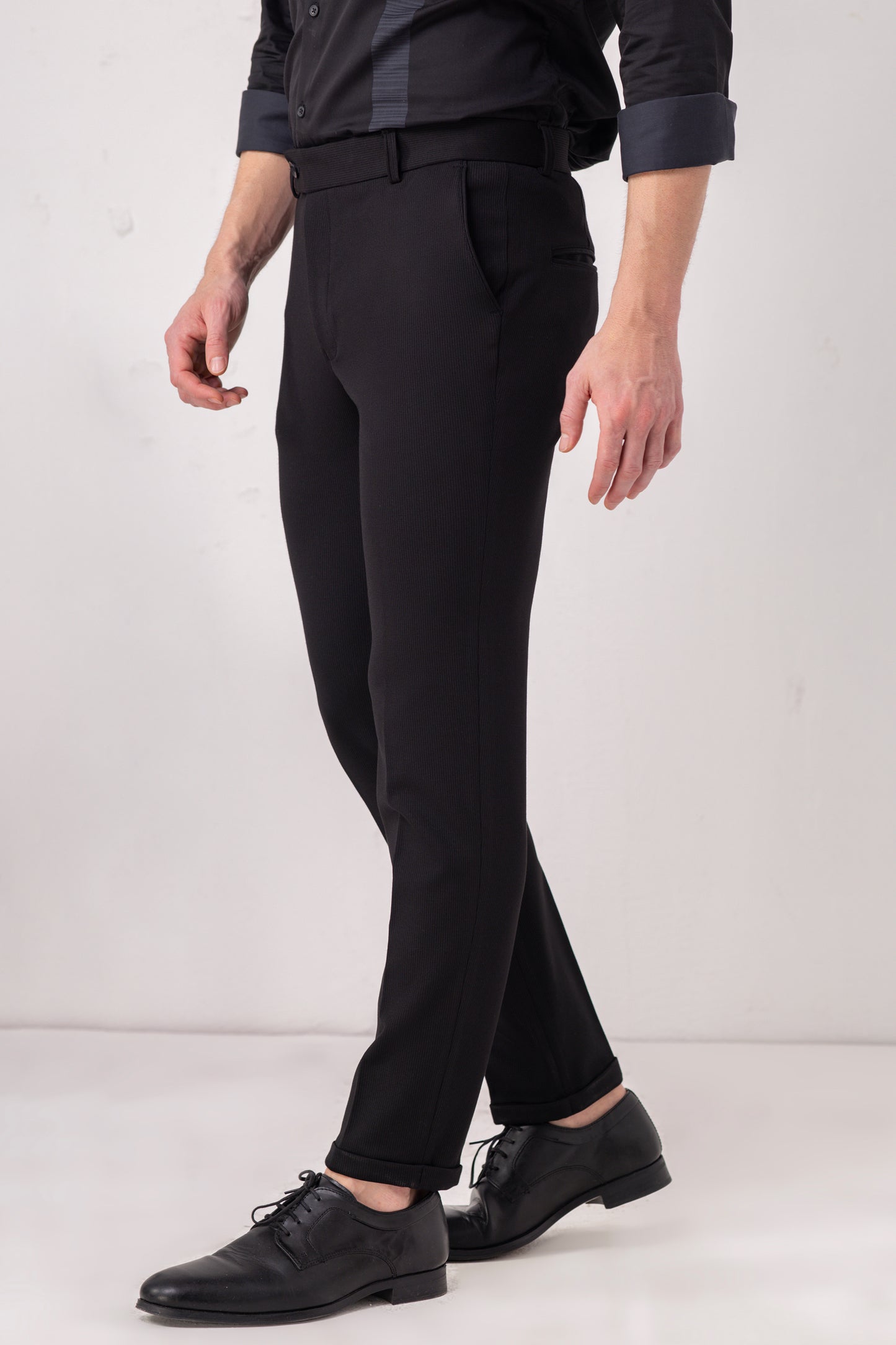 Urban Thing Slim Textured Black Trouser – Formal to Party-Ready