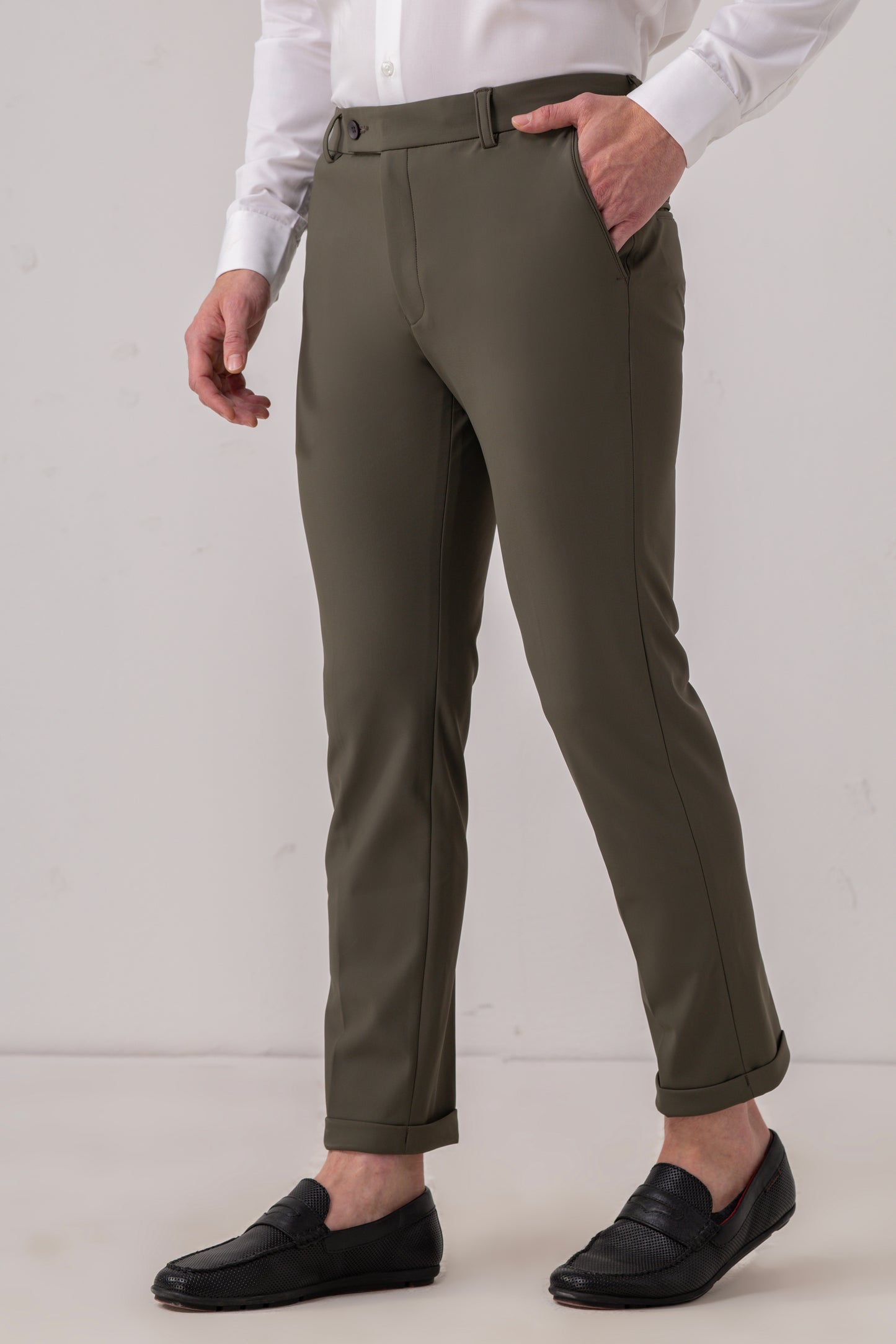 Olive TechFlex Slim-Fit Stretch Trouser for Men