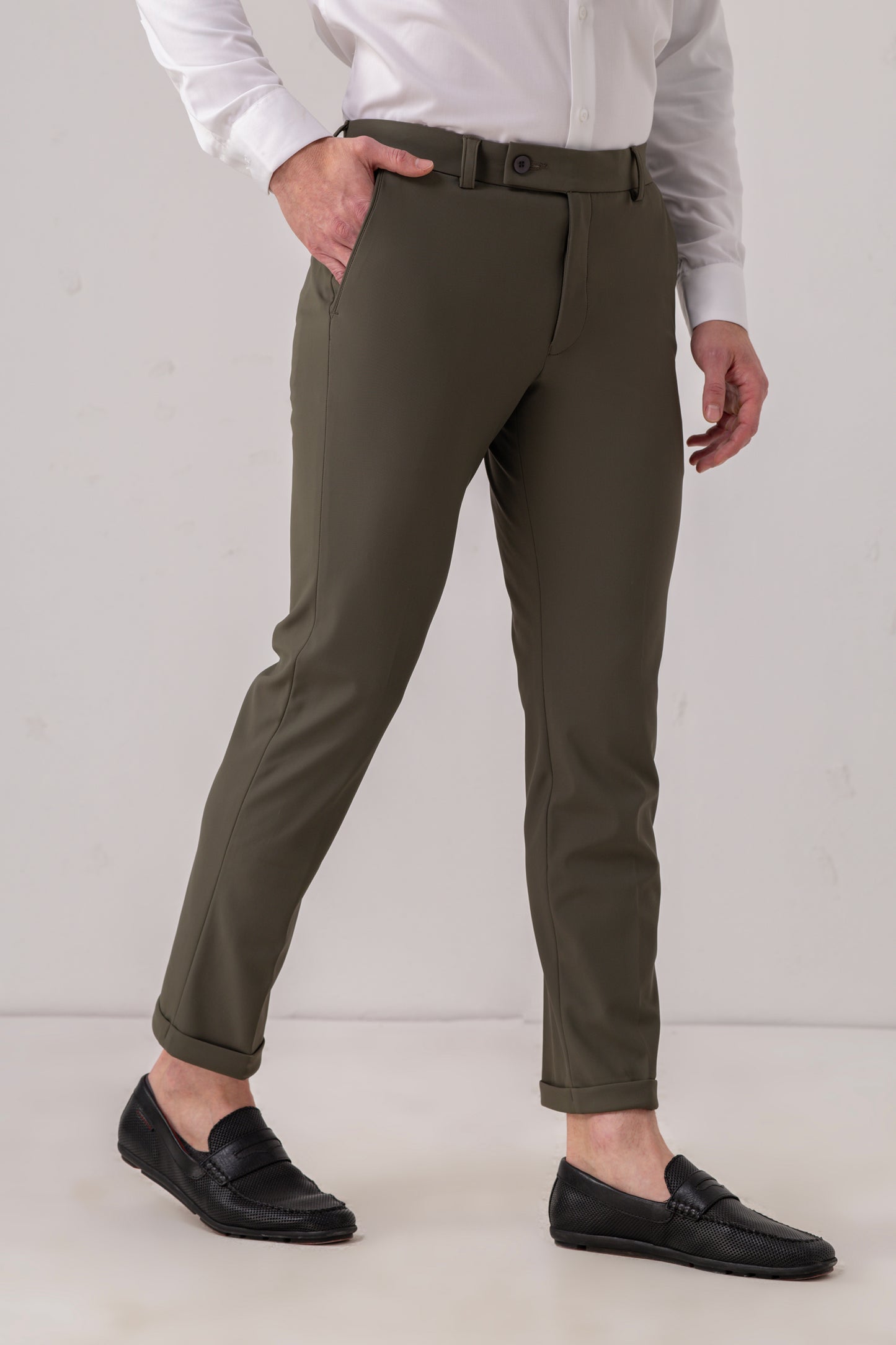 Olive TechFlex Slim-Fit Stretch Trouser for Men