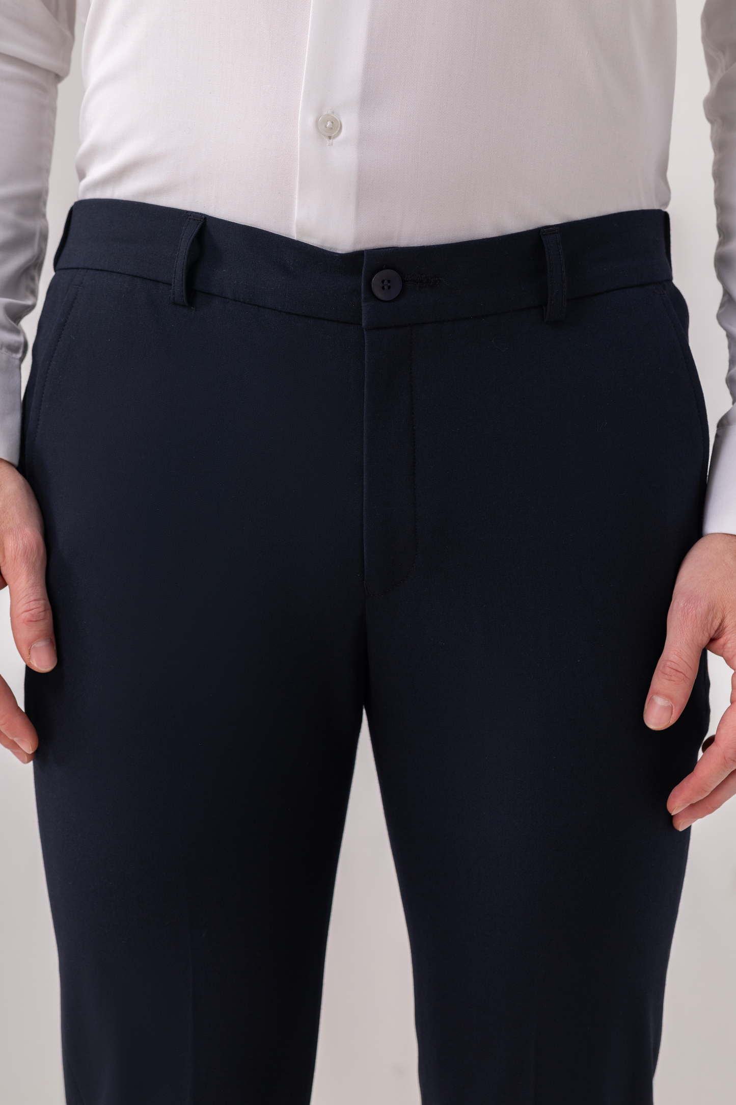 Urban Thing Navy Slim Fit Terry Rayon Formal Trouser