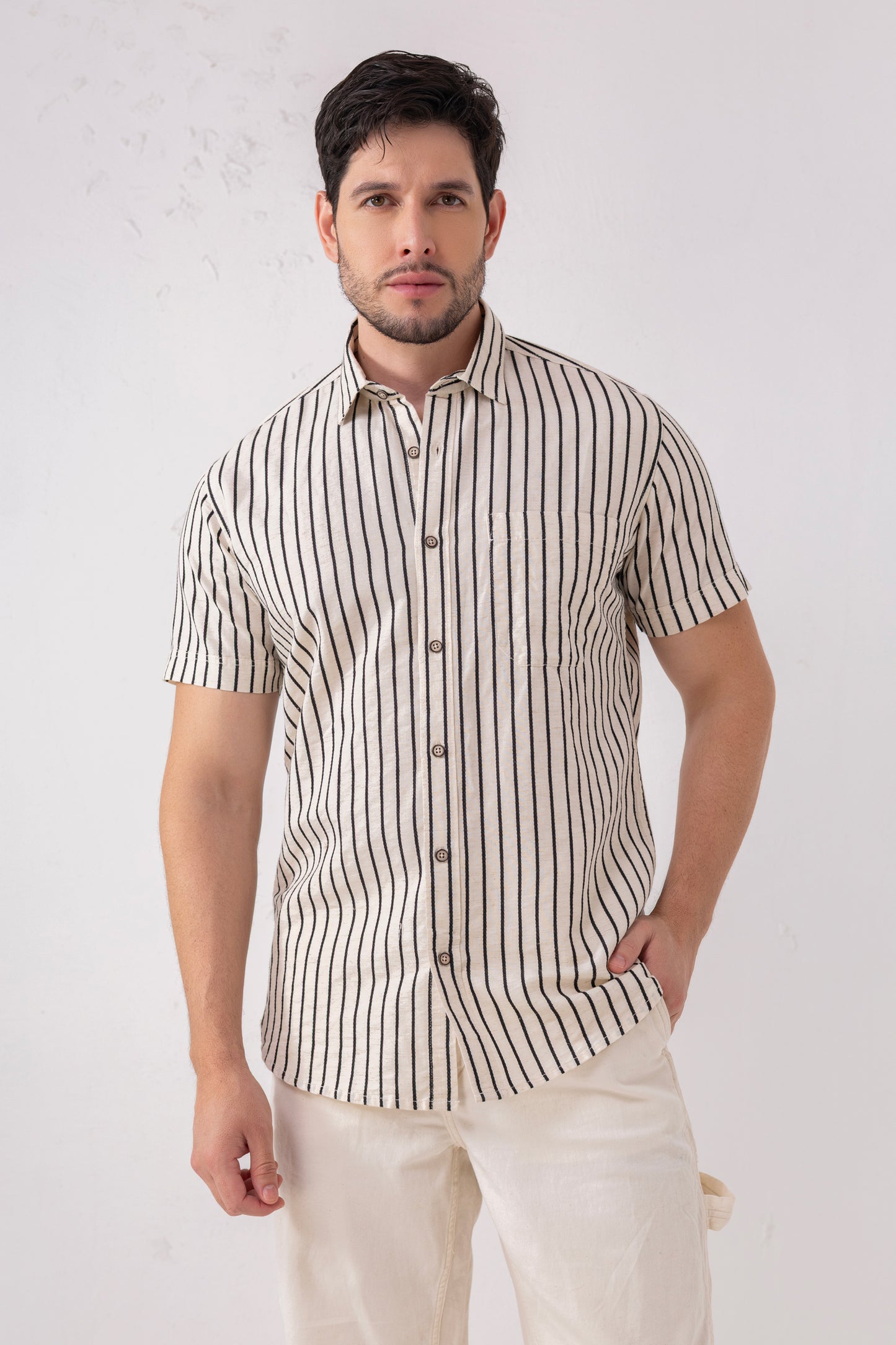 Half Sleeve Striped Shirt – 100% Cotton