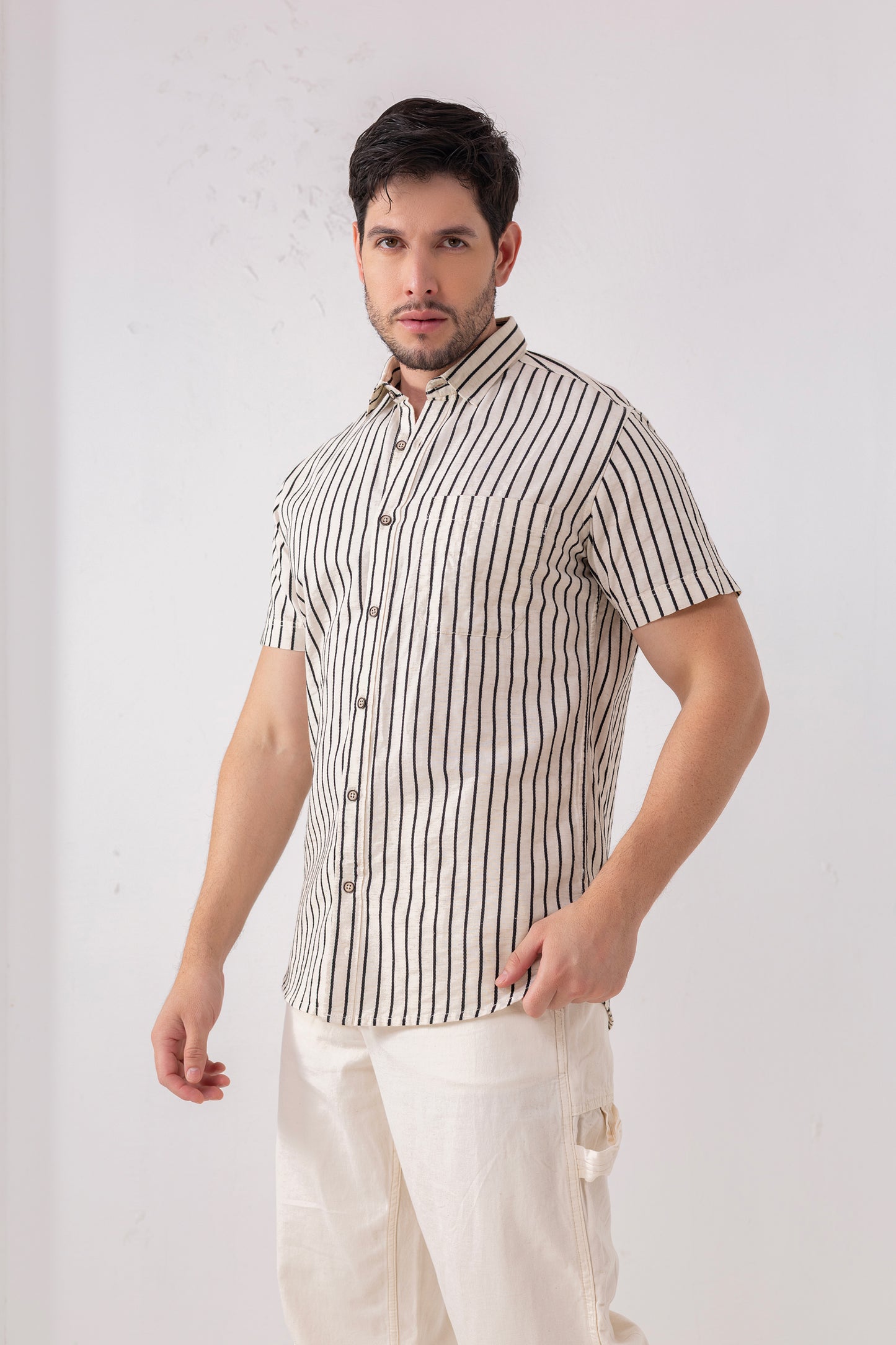 Half Sleeve Striped Shirt – 100% Cotton