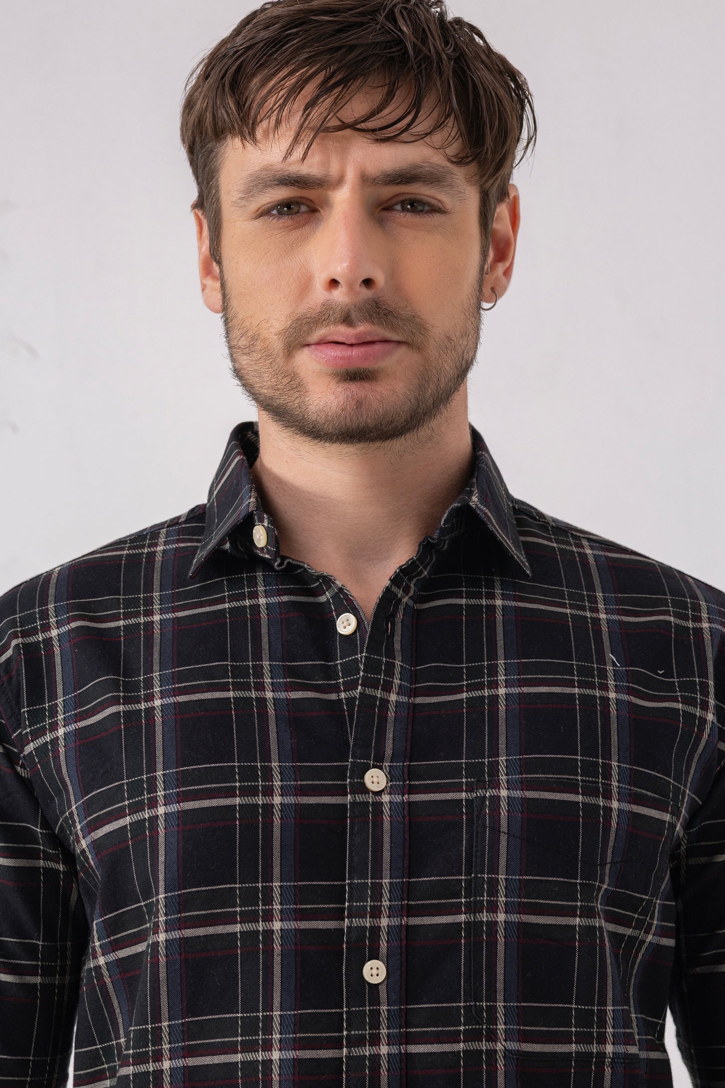 Navy Check Mastery Shirt 100% Cotton