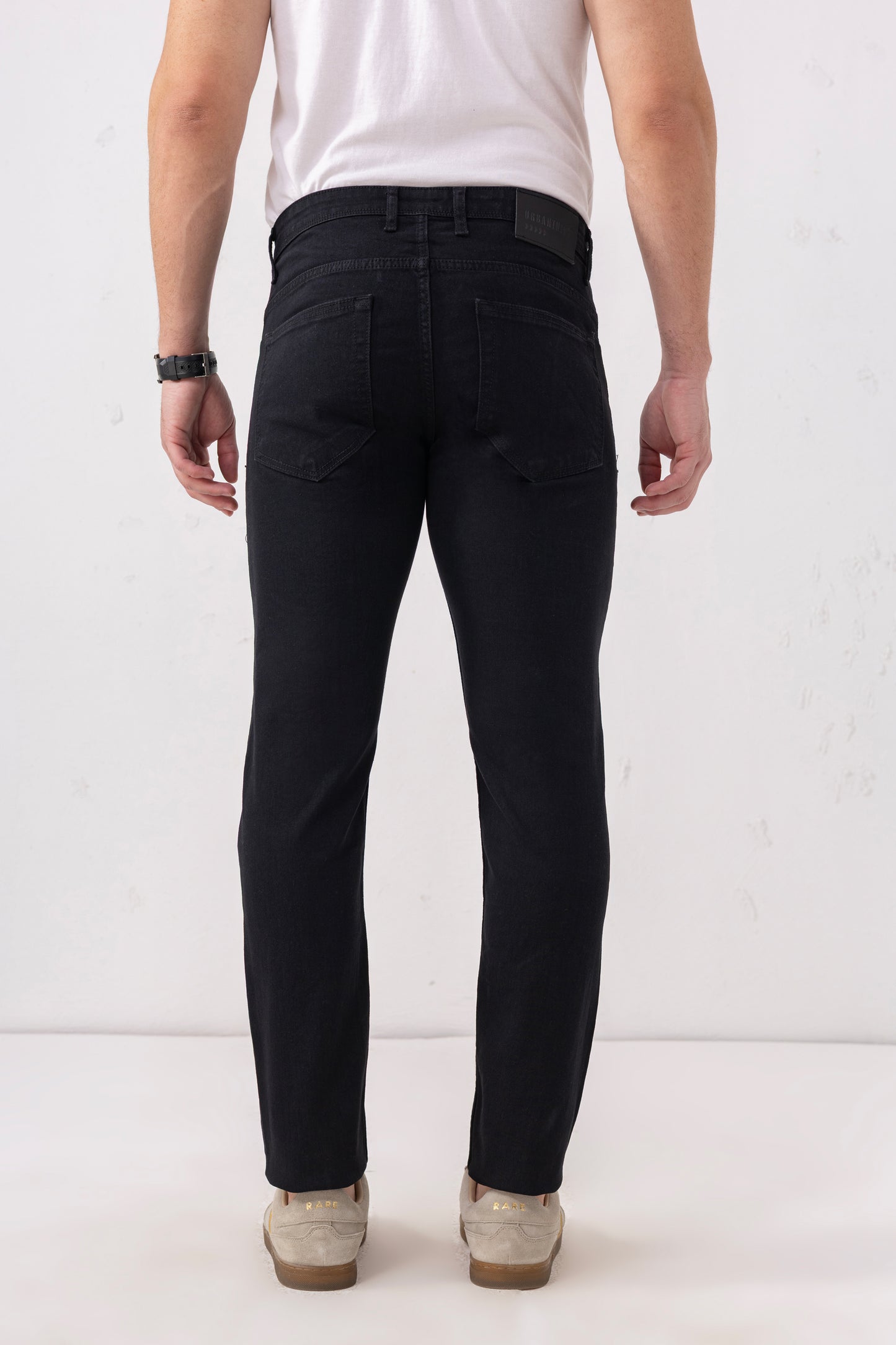 Urban Thing Men’s Jet Black Clean Look Stretch Denim Jeans