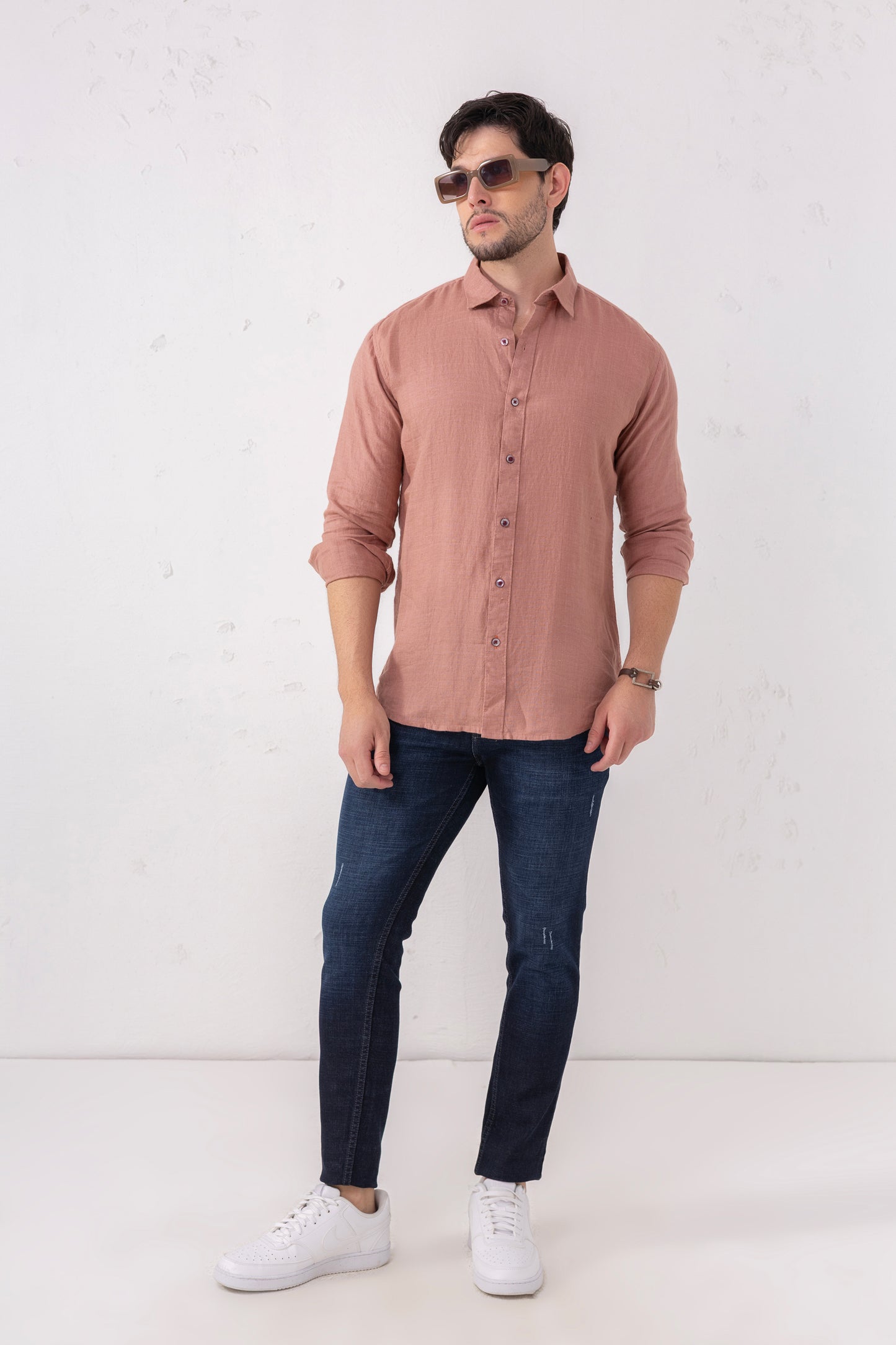 Terracotta Pure Linen Full Sleeve Shirt
