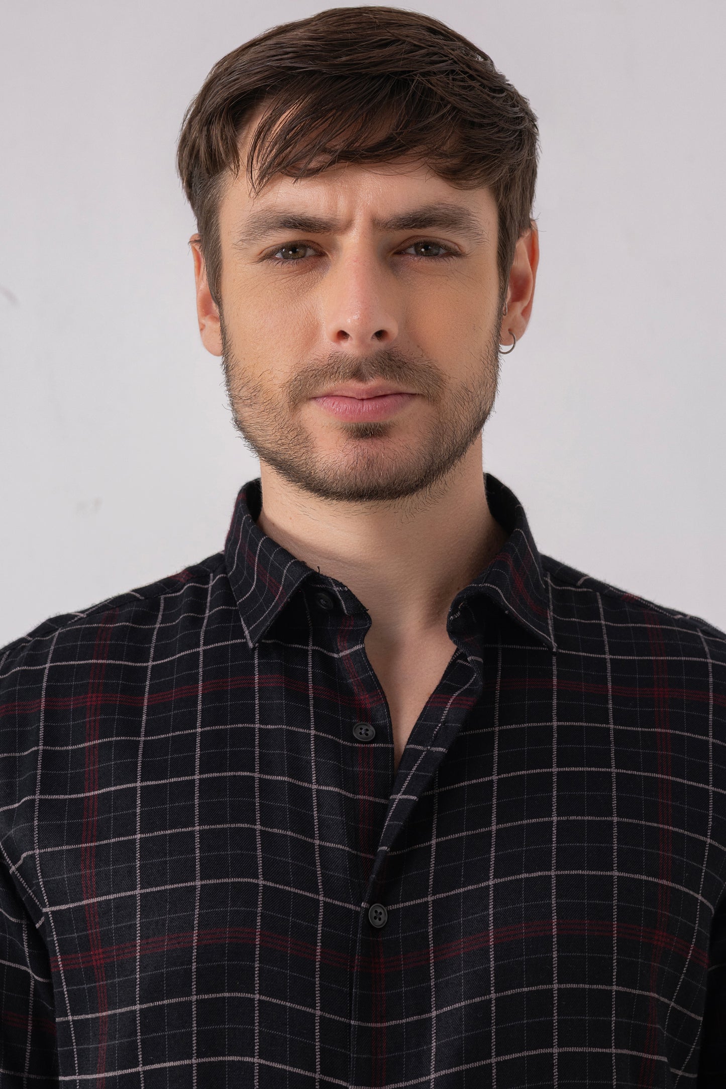 Black & Maroon Grid Shirt