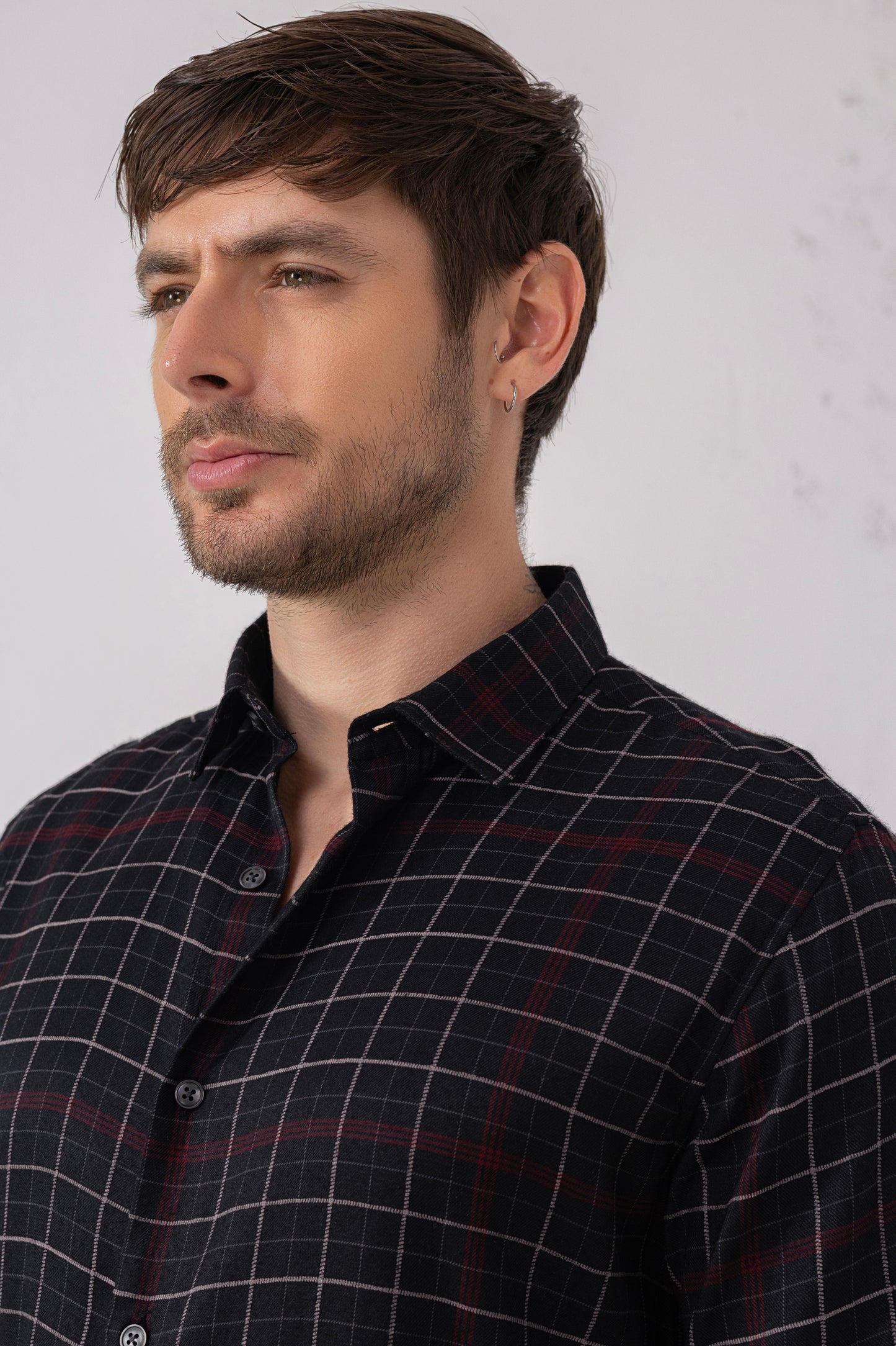 Black & Maroon Grid Shirt