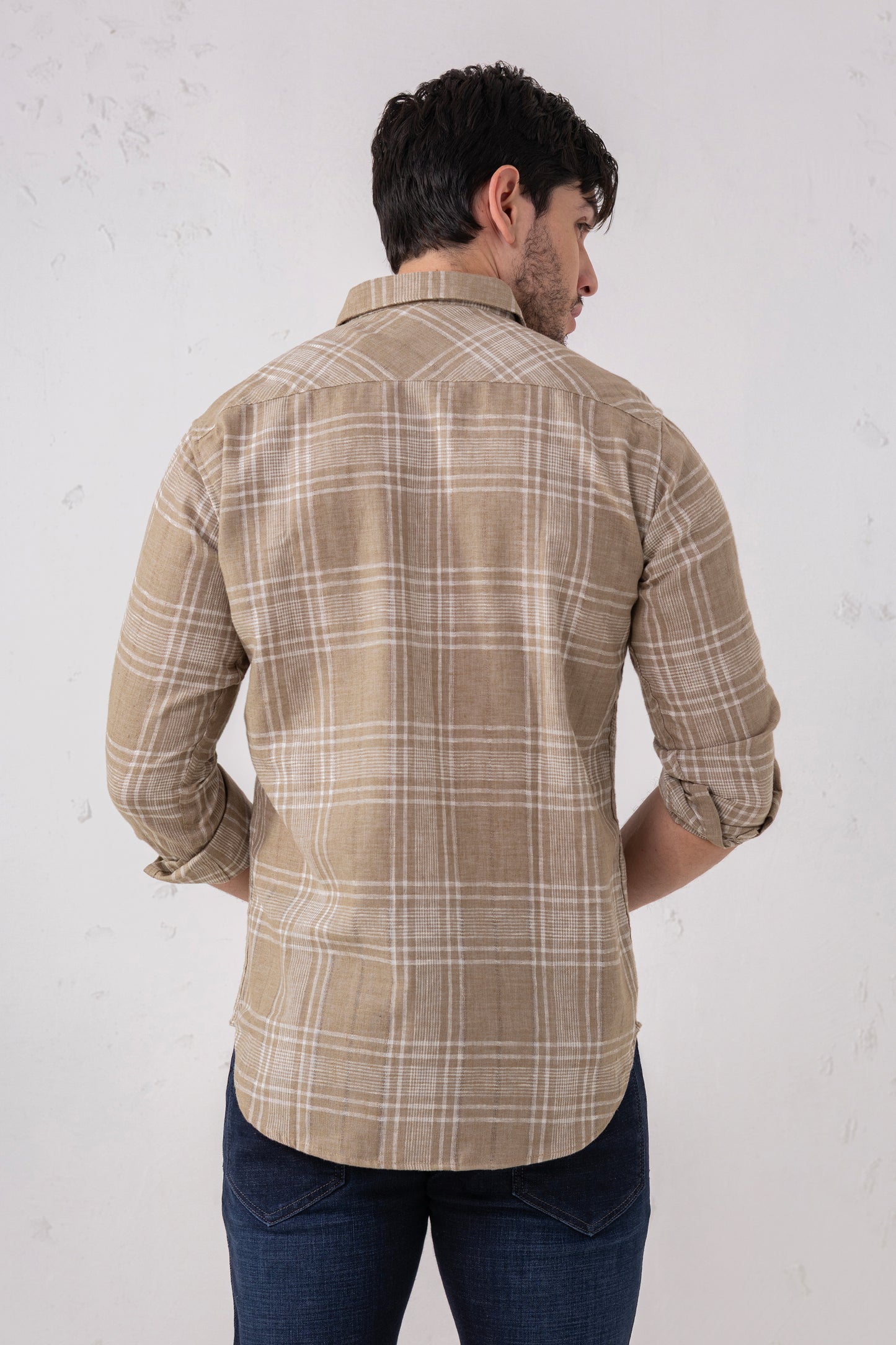 Cotton Blend Brown Check Heritage Shirt