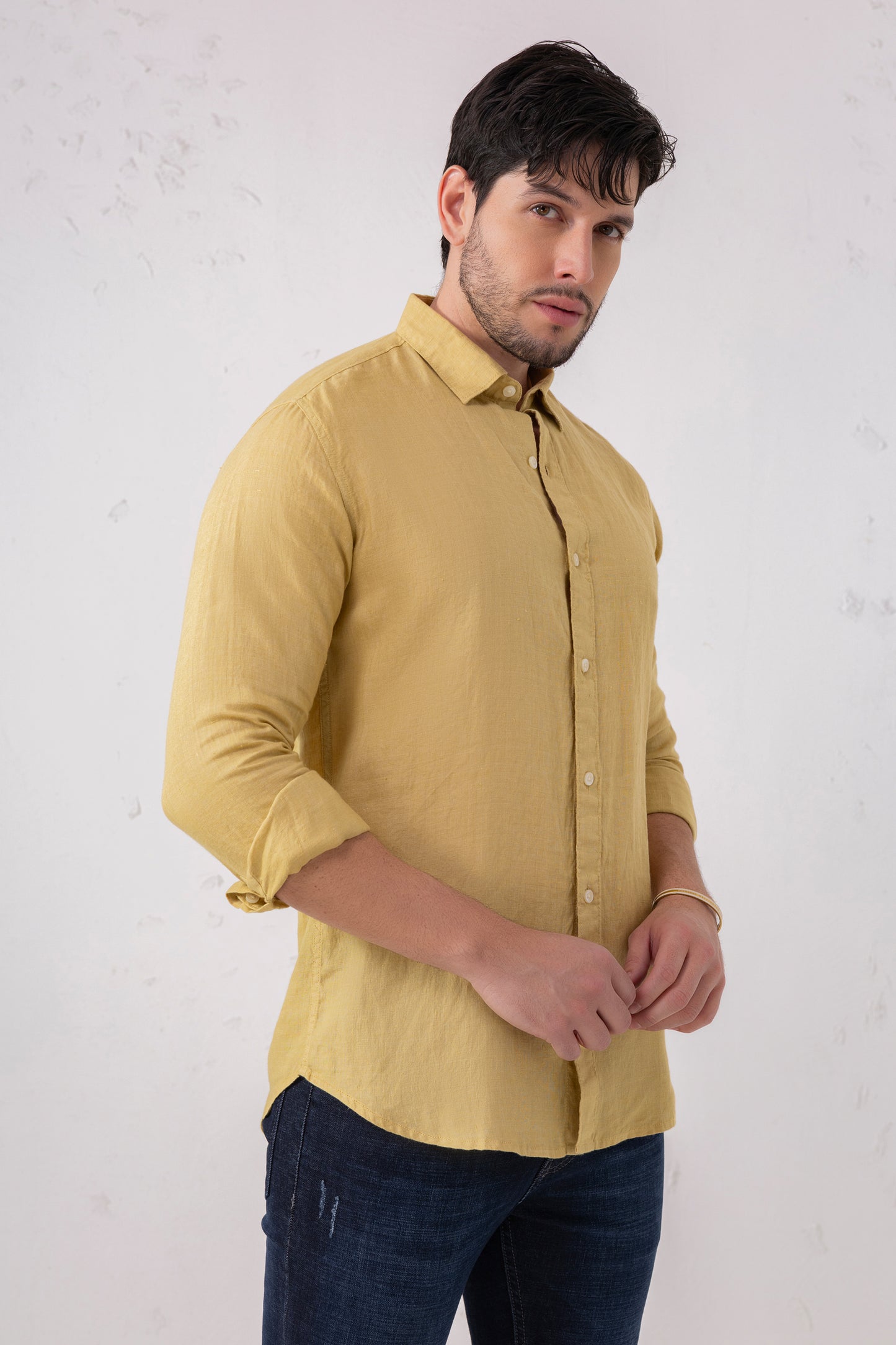 Mustard Yellow European Linen Shirt