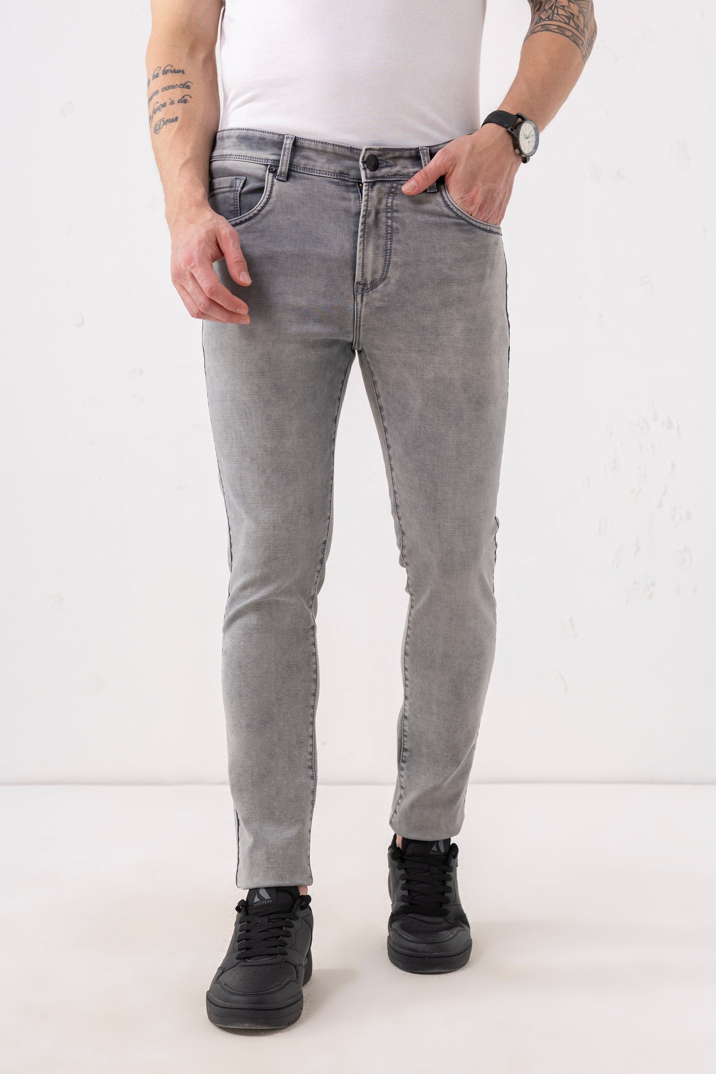 Urban Thing Grey Stonewashed Slim Fit Jeans