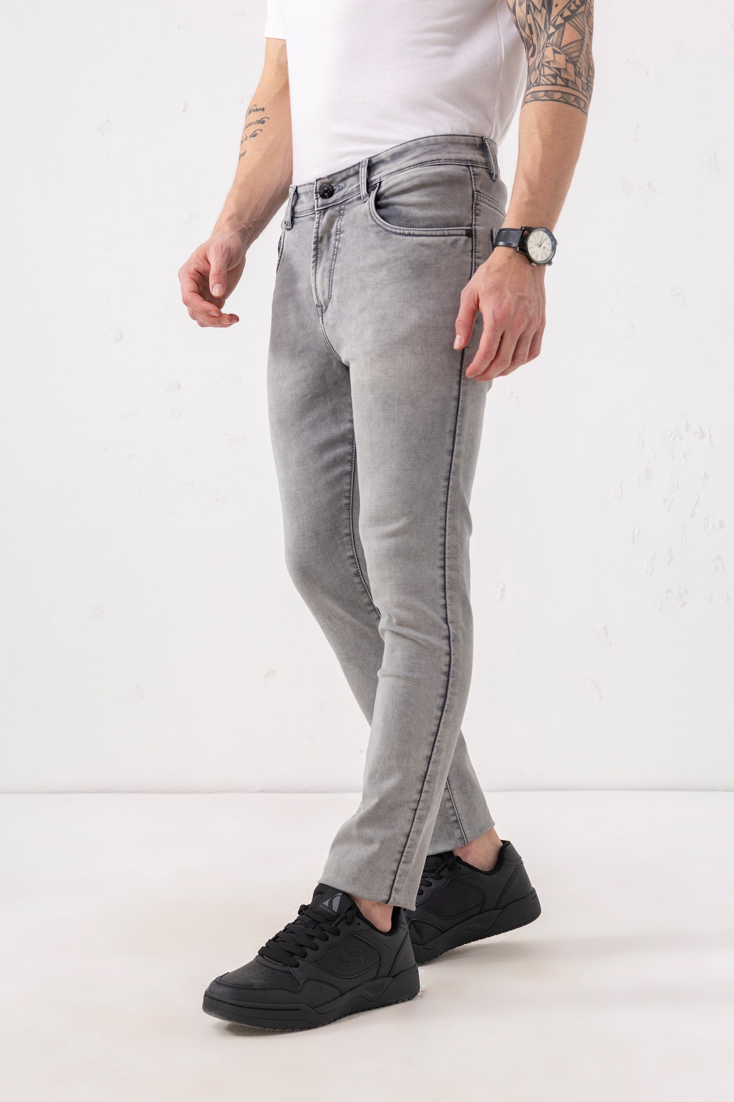 Urban Thing Grey Stonewashed Slim Fit Jeans