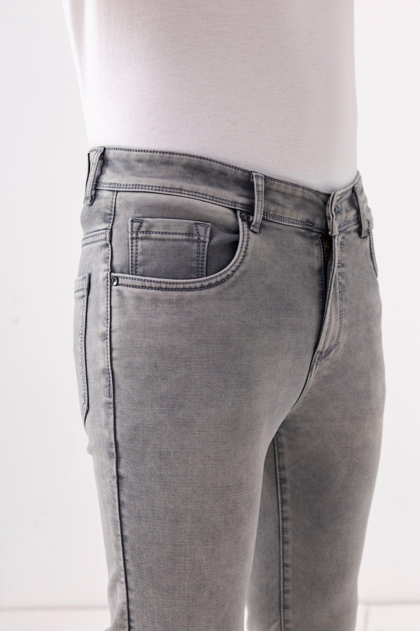 Urban Thing Grey Stonewashed Slim Fit Jeans