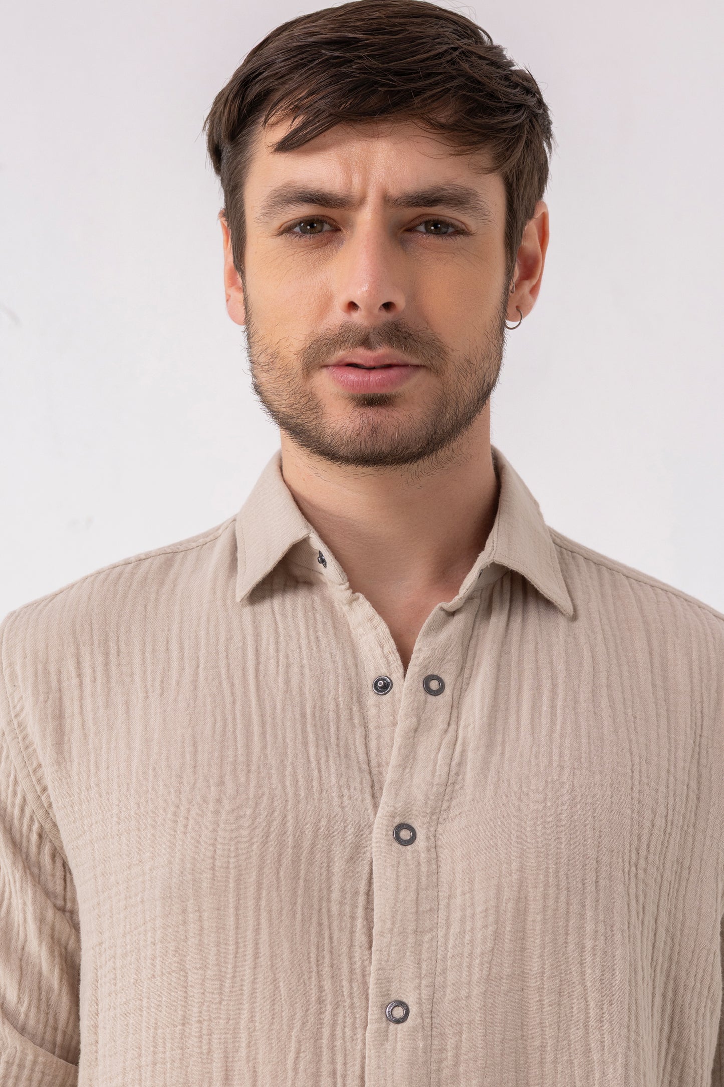Double Cloth Beige Shirt – 100% Cotton