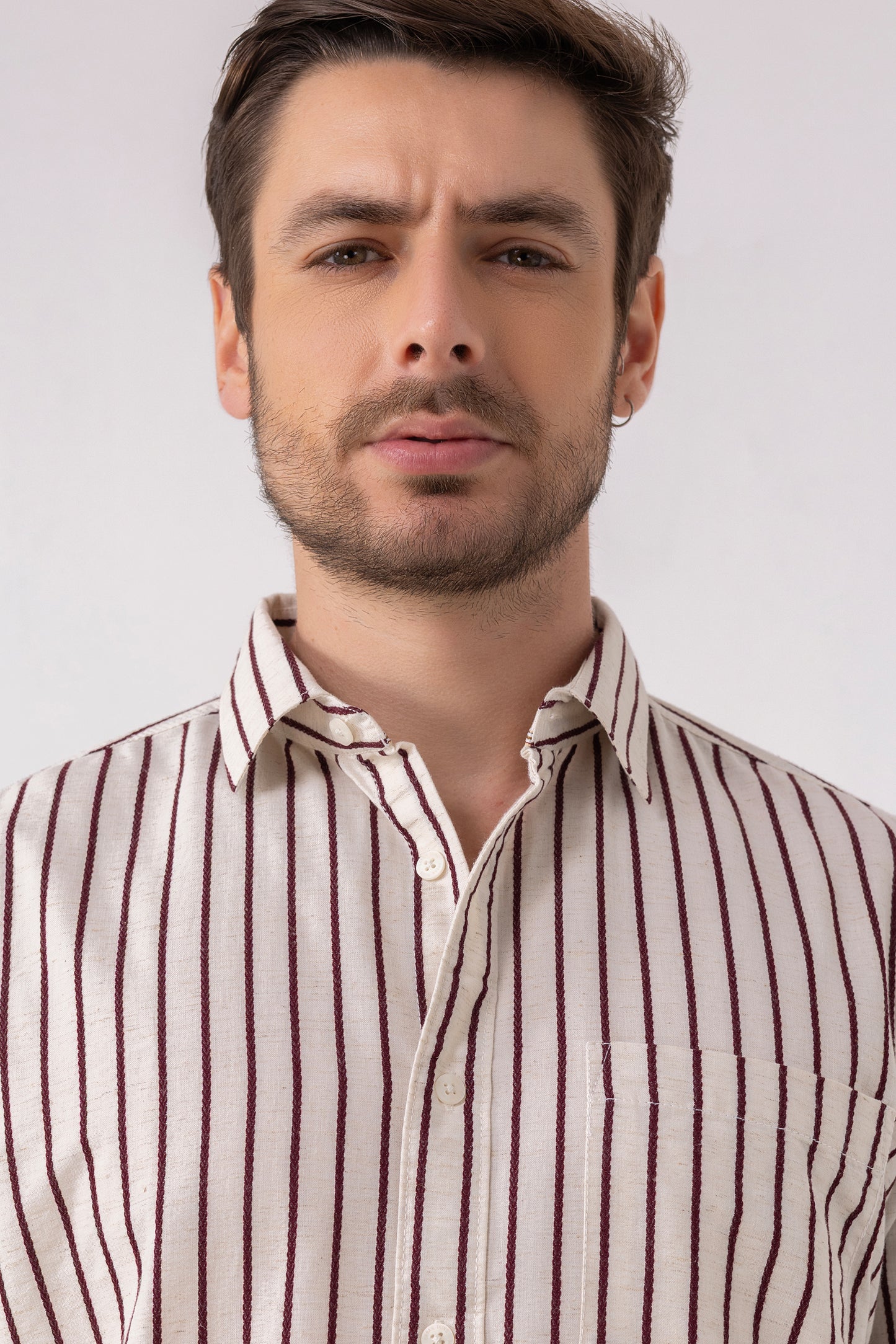 Striped Cotton Shirt in Rust