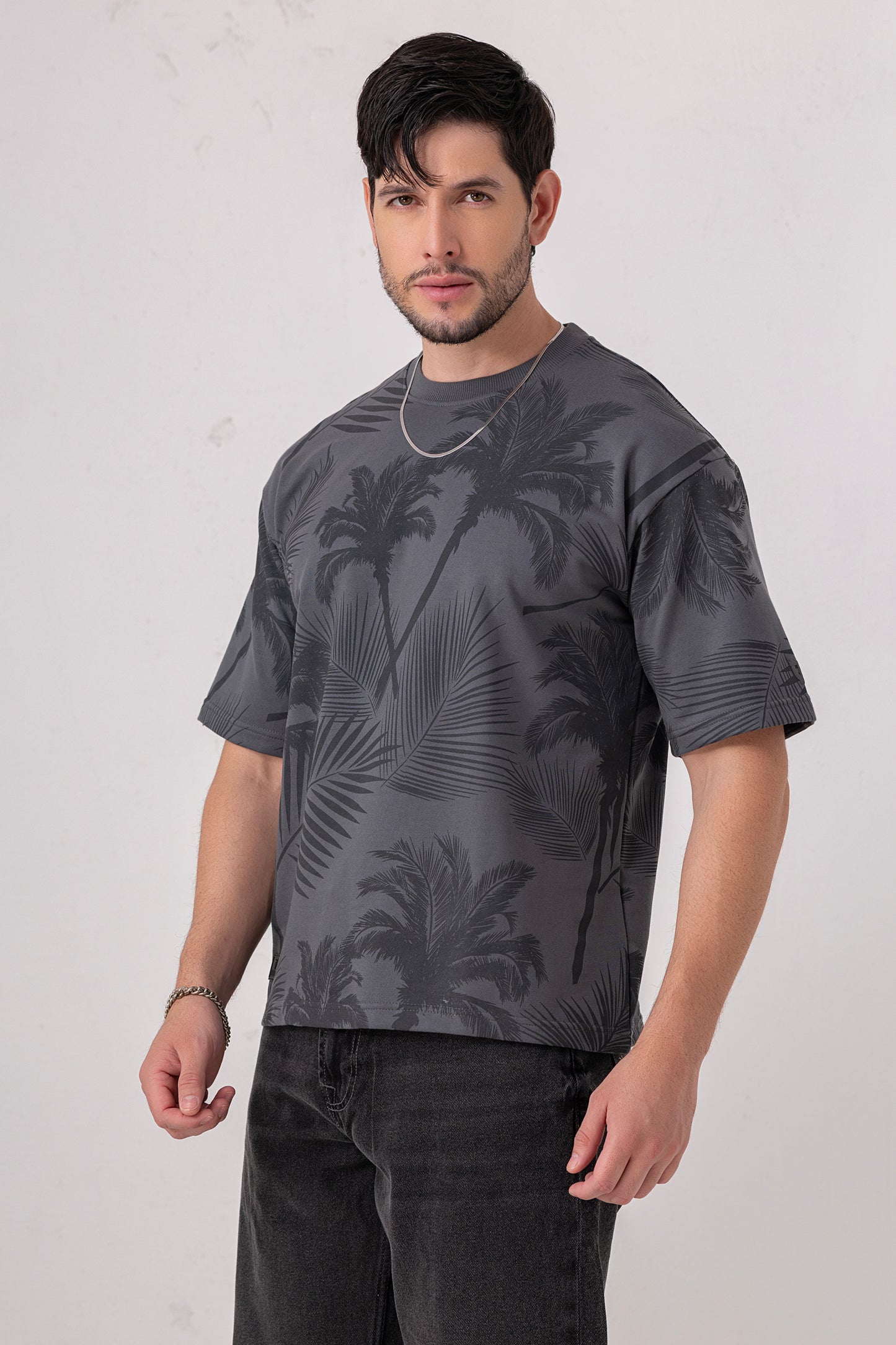 Palm Print All-Over Oversized Tee