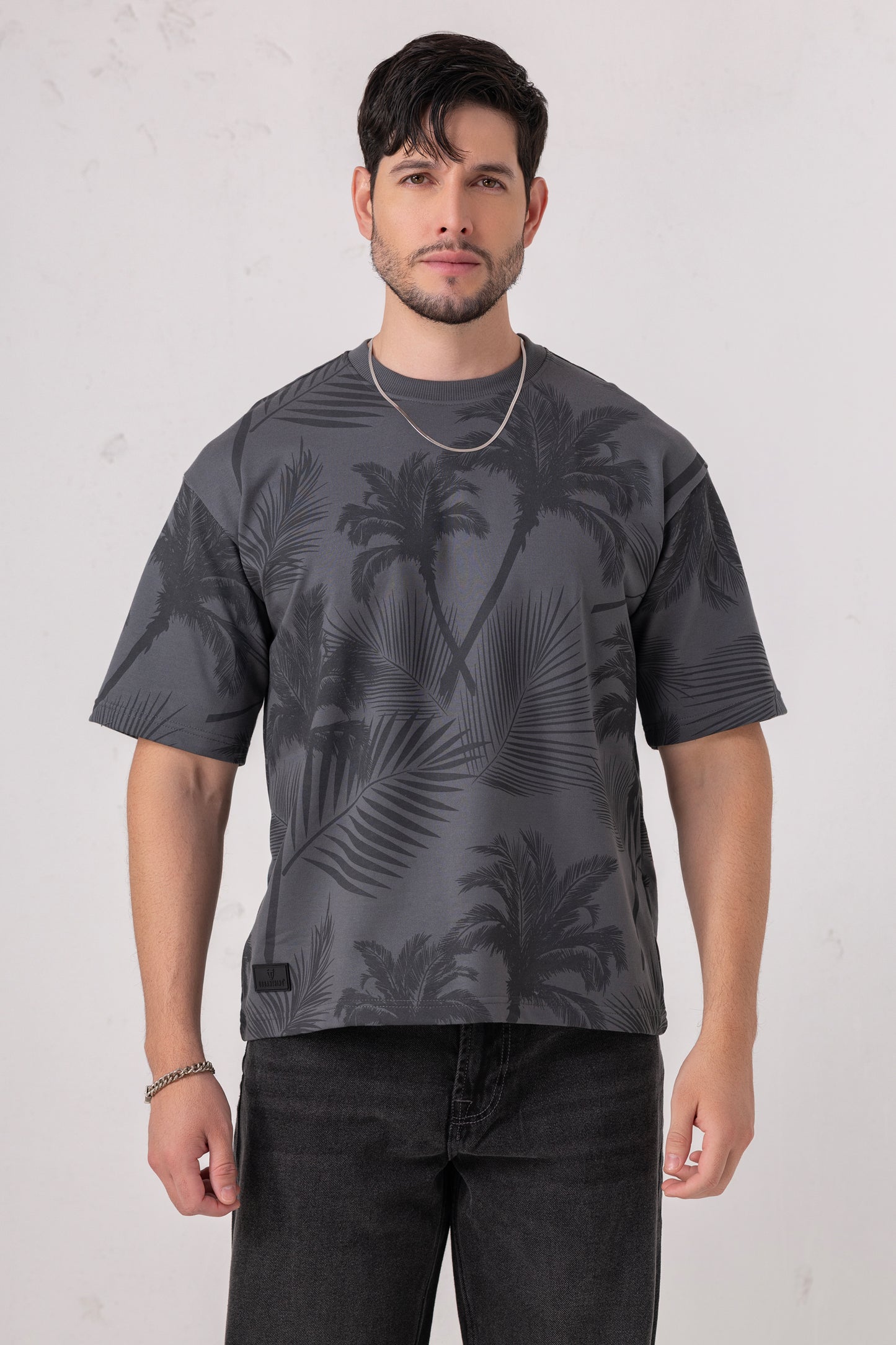 Palm Print All-Over Oversized Tee