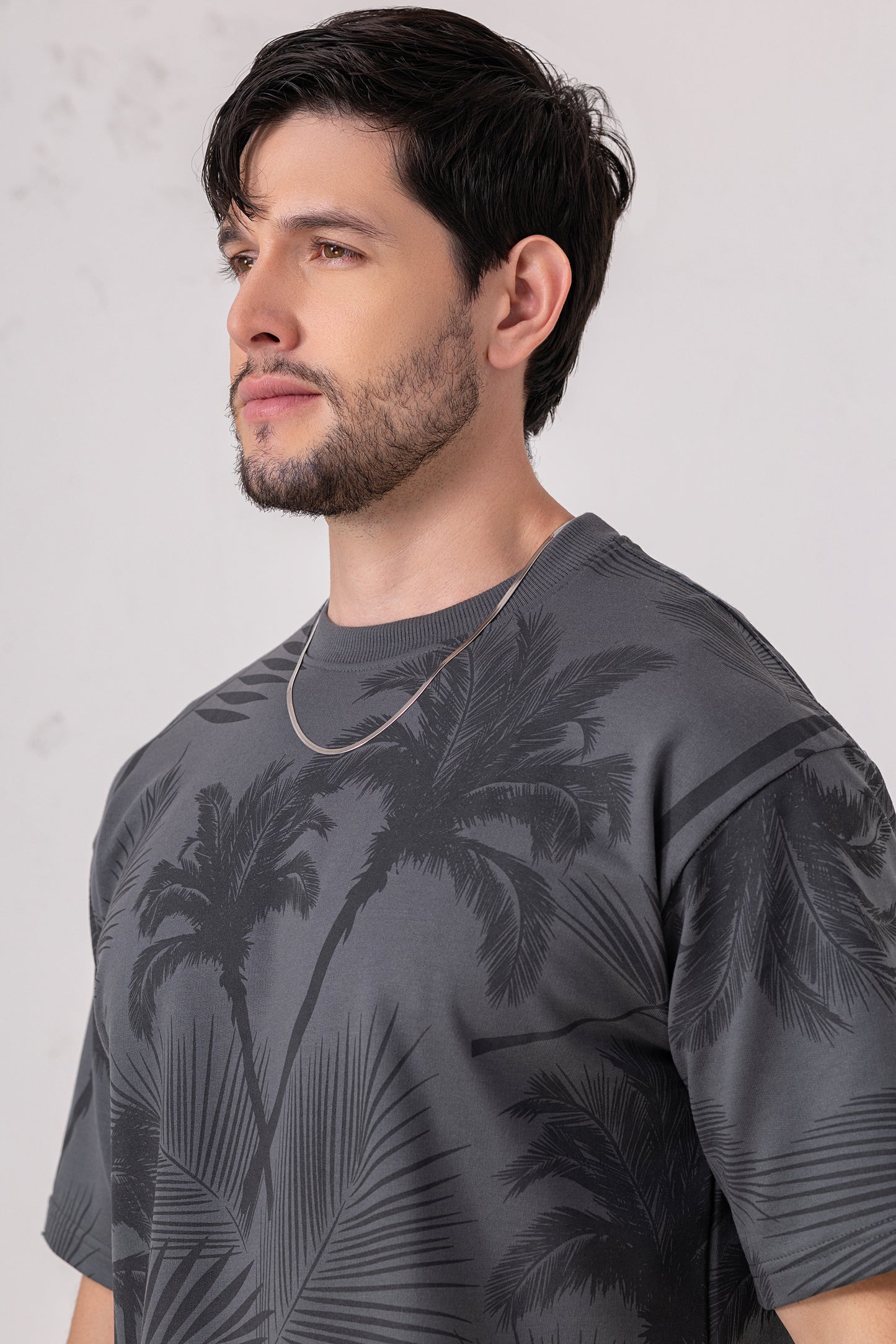 Palm Print All-Over Oversized Tee