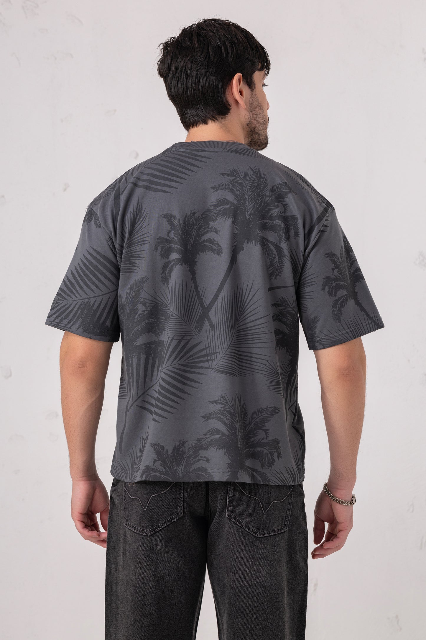 Palm Print All-Over Oversized Tee