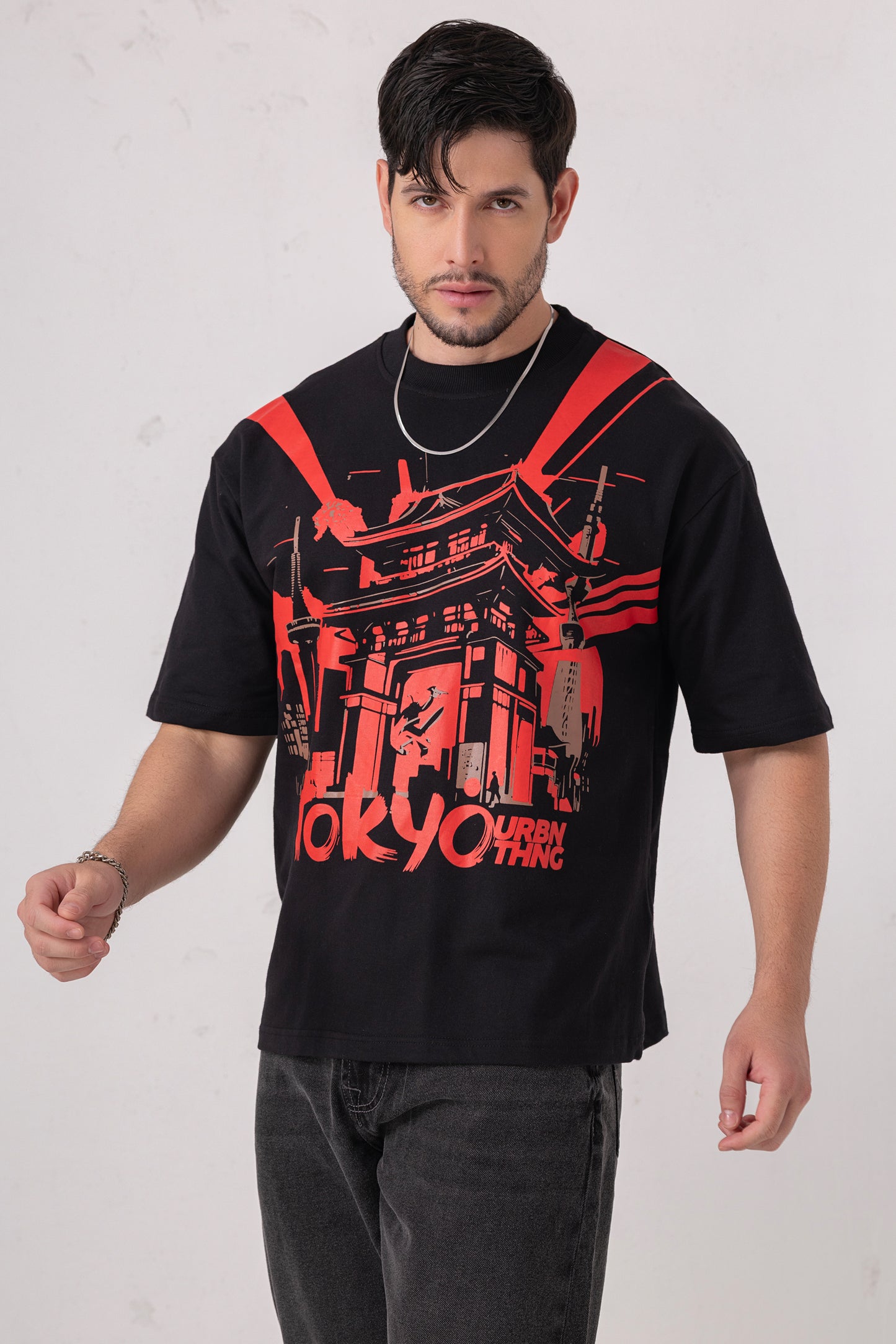 Midnight Tokyo Oversized Print T-shirt