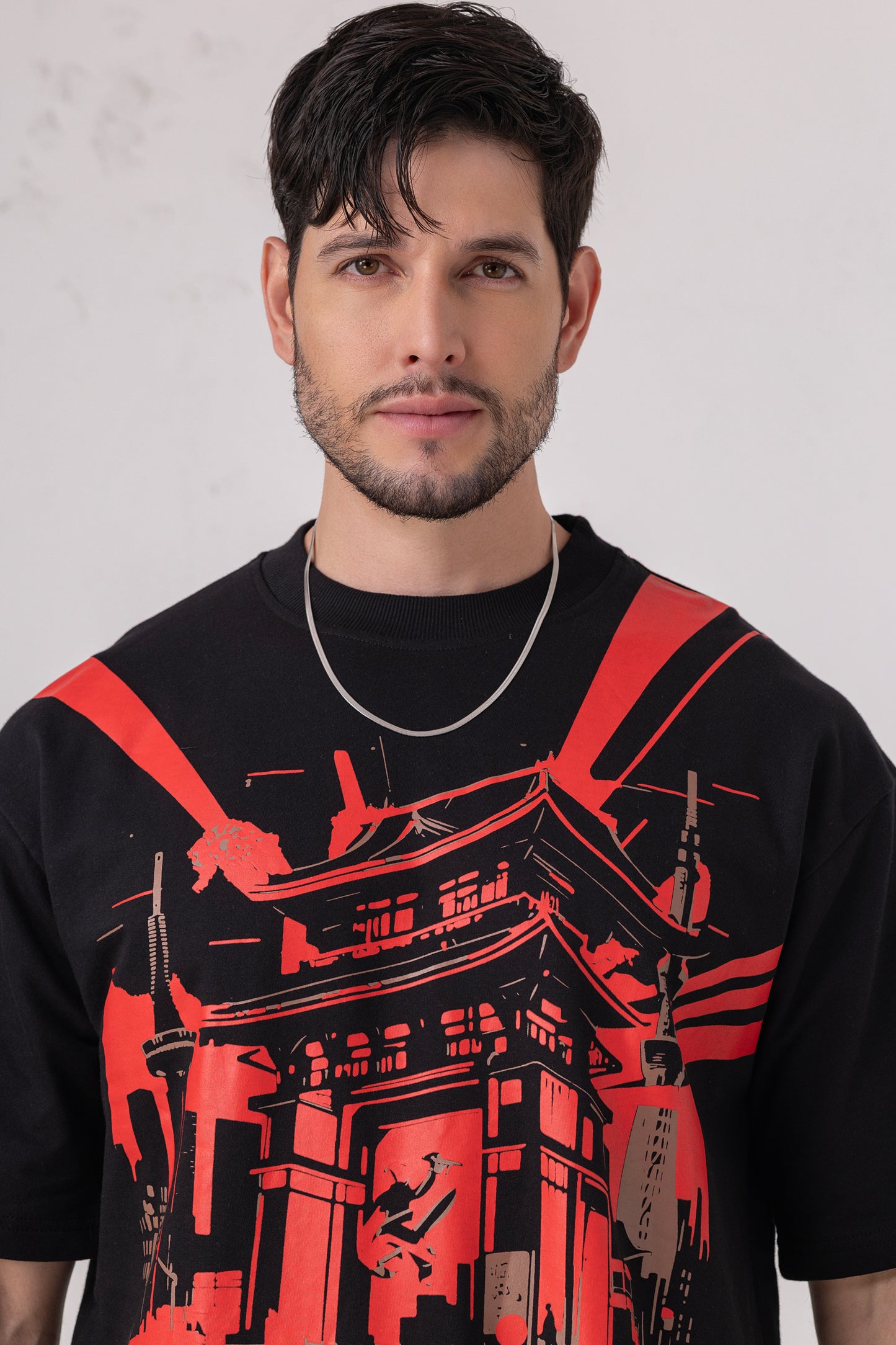 Midnight Tokyo Oversized Print T-shirt