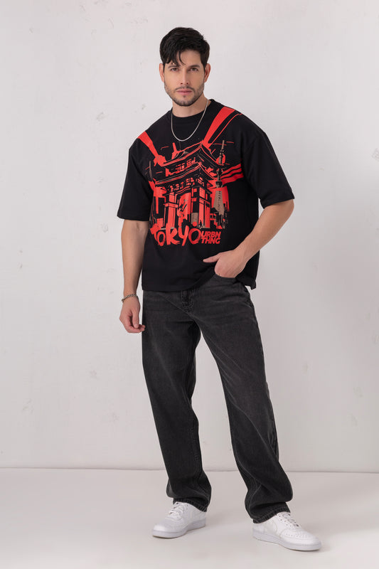 Midnight Tokyo Oversized Print T-shirt