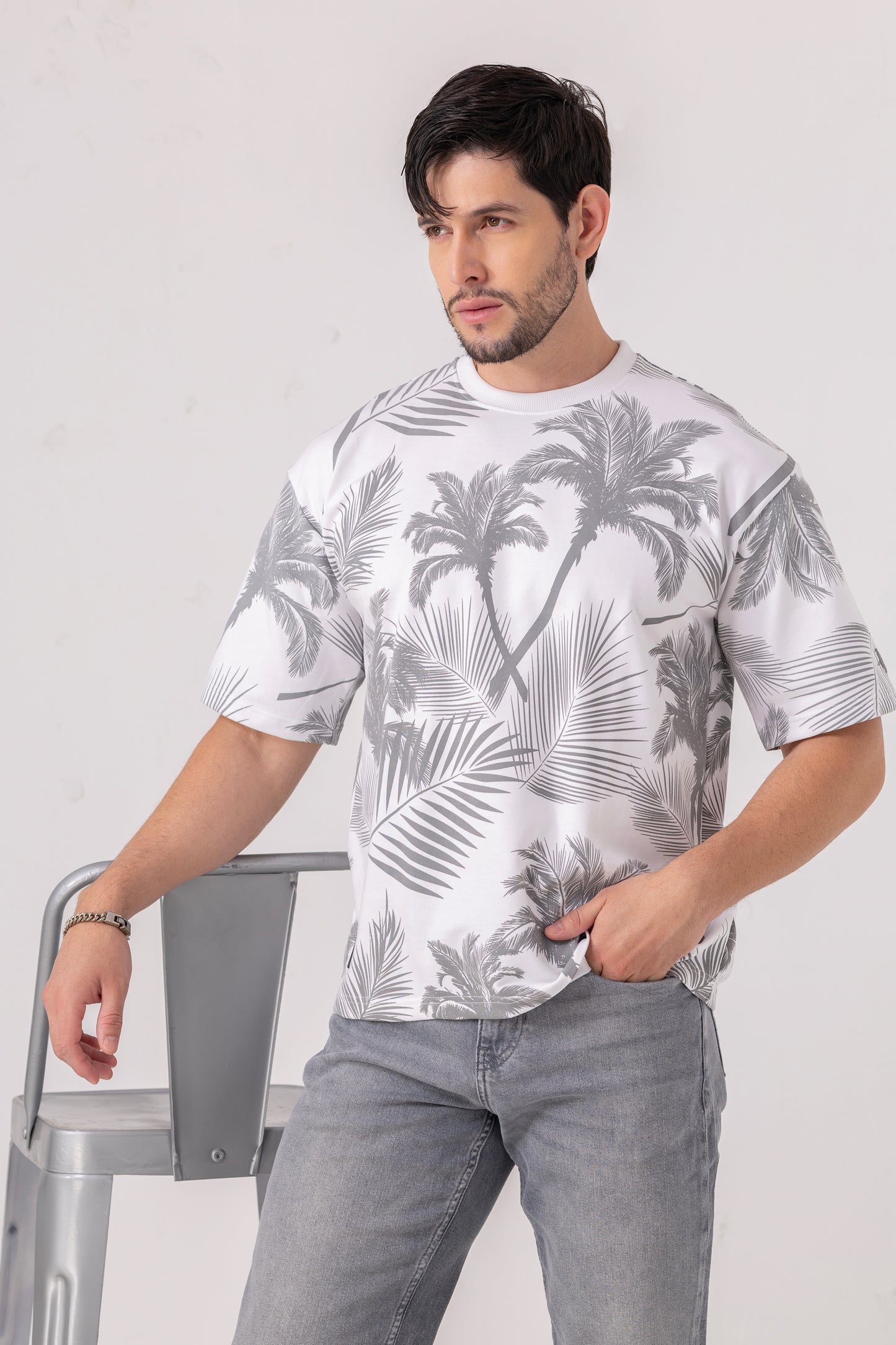 Palm Print All Over Oversized Tee