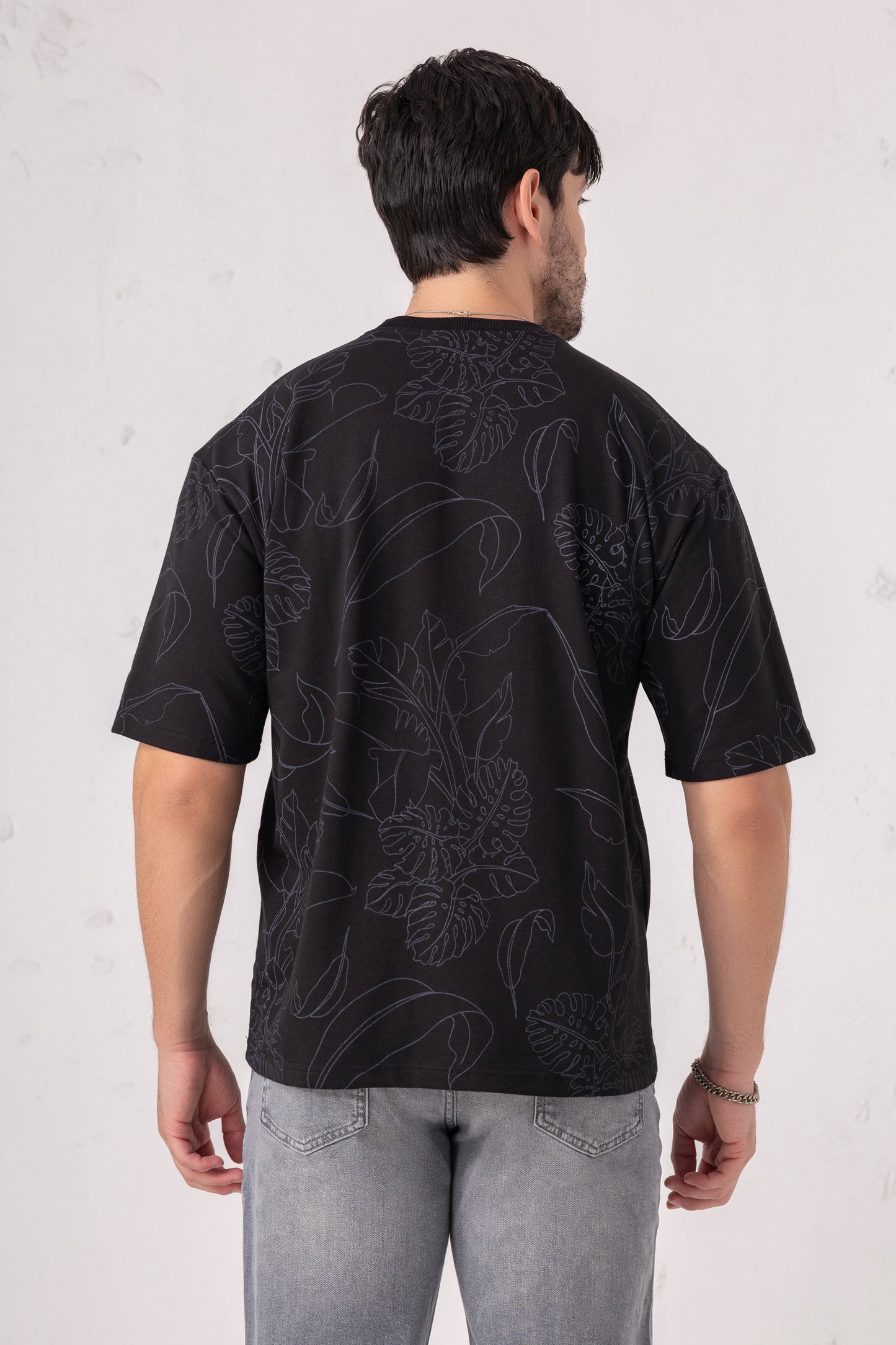 Leaf Print Oversized Graphic Tee