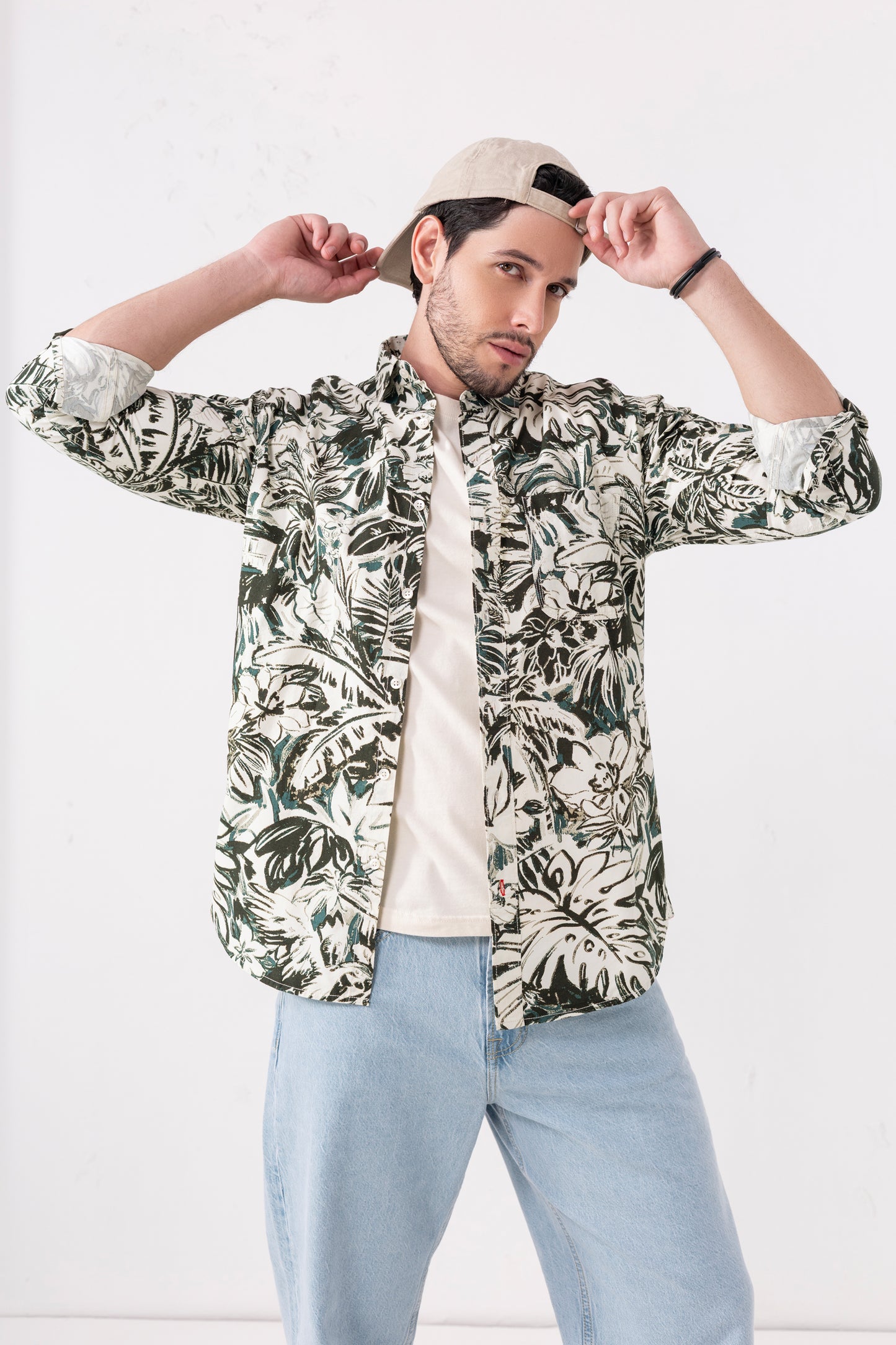 100% Cotton Tropical Noir Printed Casual Shirt – High-Density Fabric