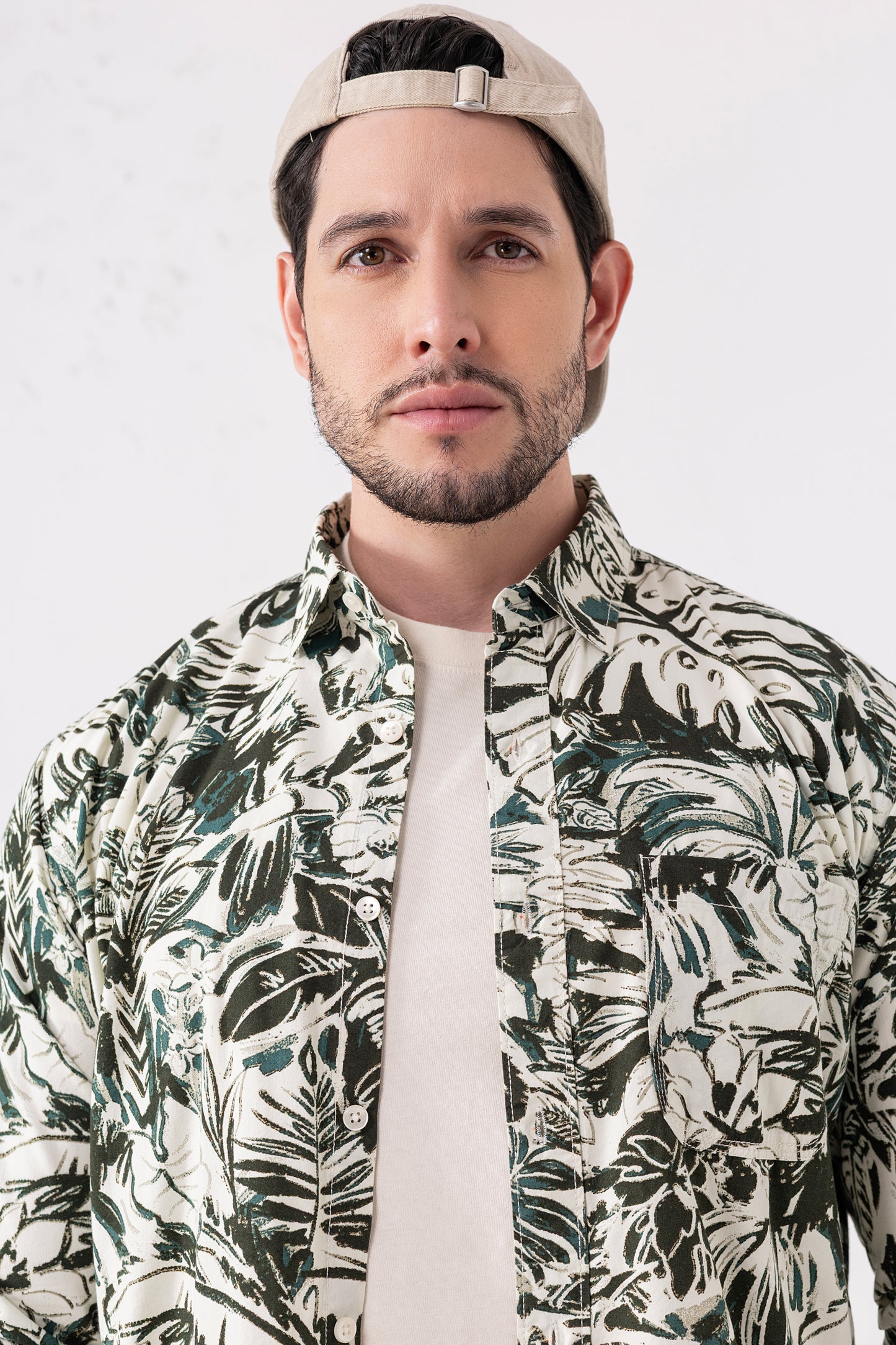 100% Cotton Tropical Noir Printed Casual Shirt – High-Density Fabric
