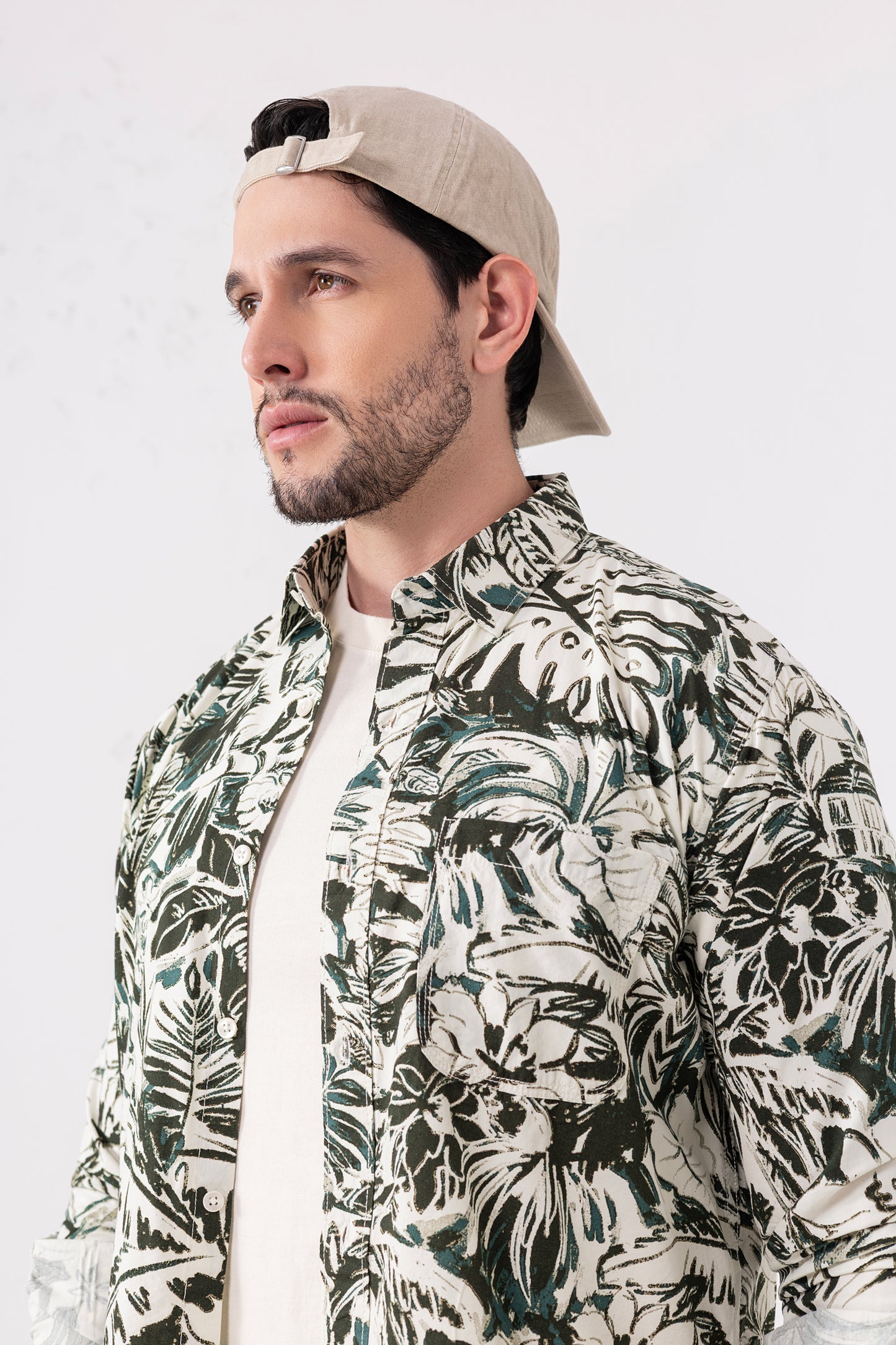 100% Cotton Tropical Noir Printed Casual Shirt – High-Density Fabric