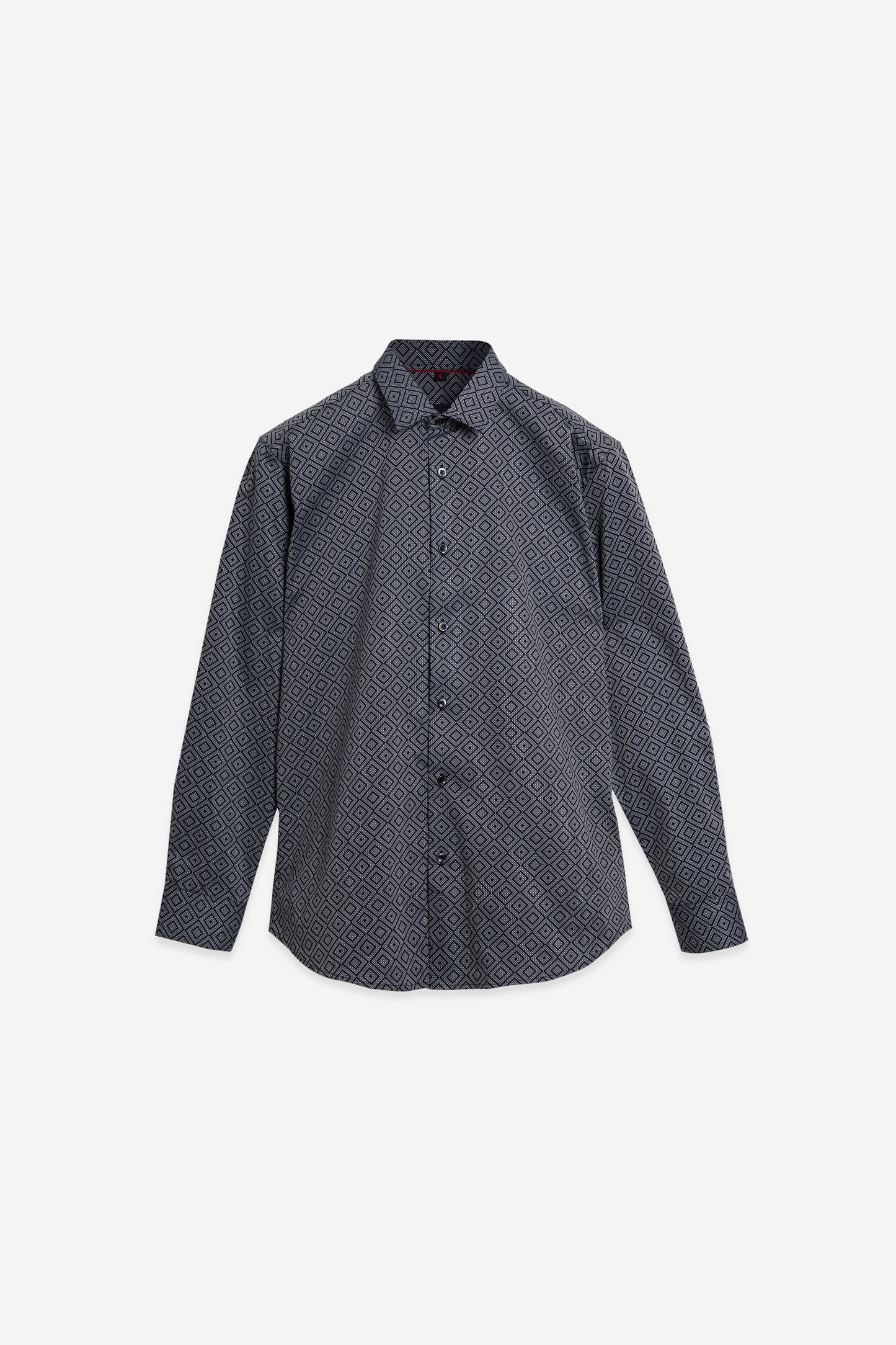 Midnight Navy Diamond Jacquard Cotton Shirt
