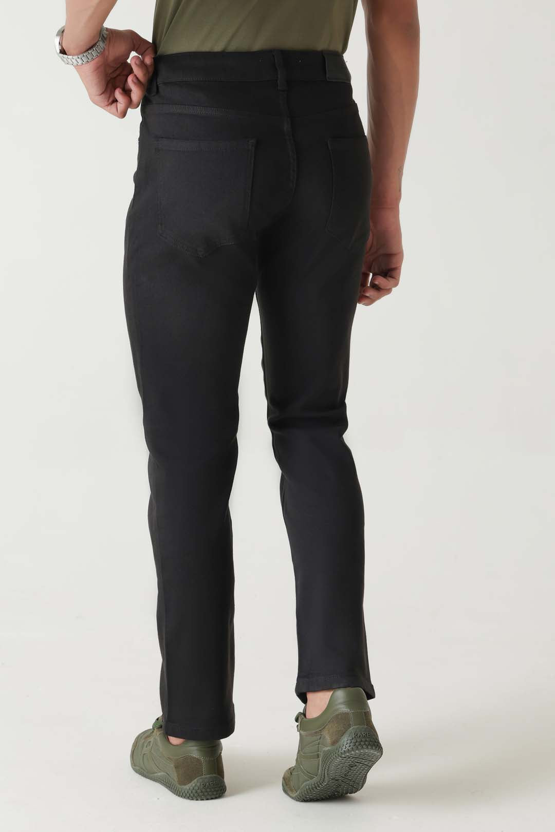 Cotton Lyocell Poly Slim Straight Solid Black Jeans