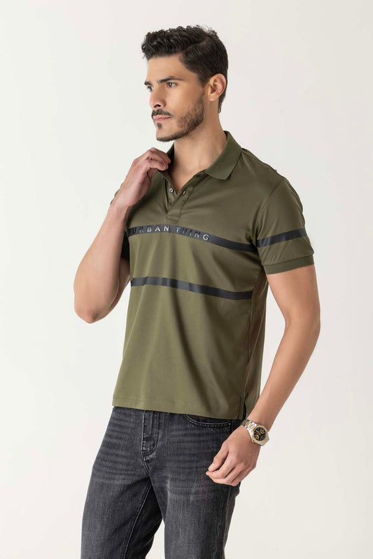 Mercerised Cotton Night Olive Chest Branding Polo
