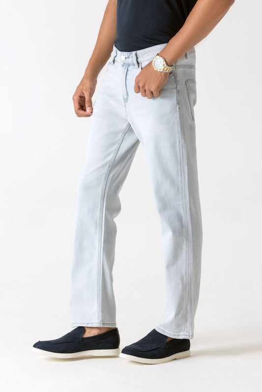 5-Yarn Blend Ice Blue Loose Ankle Super Soft Jeans