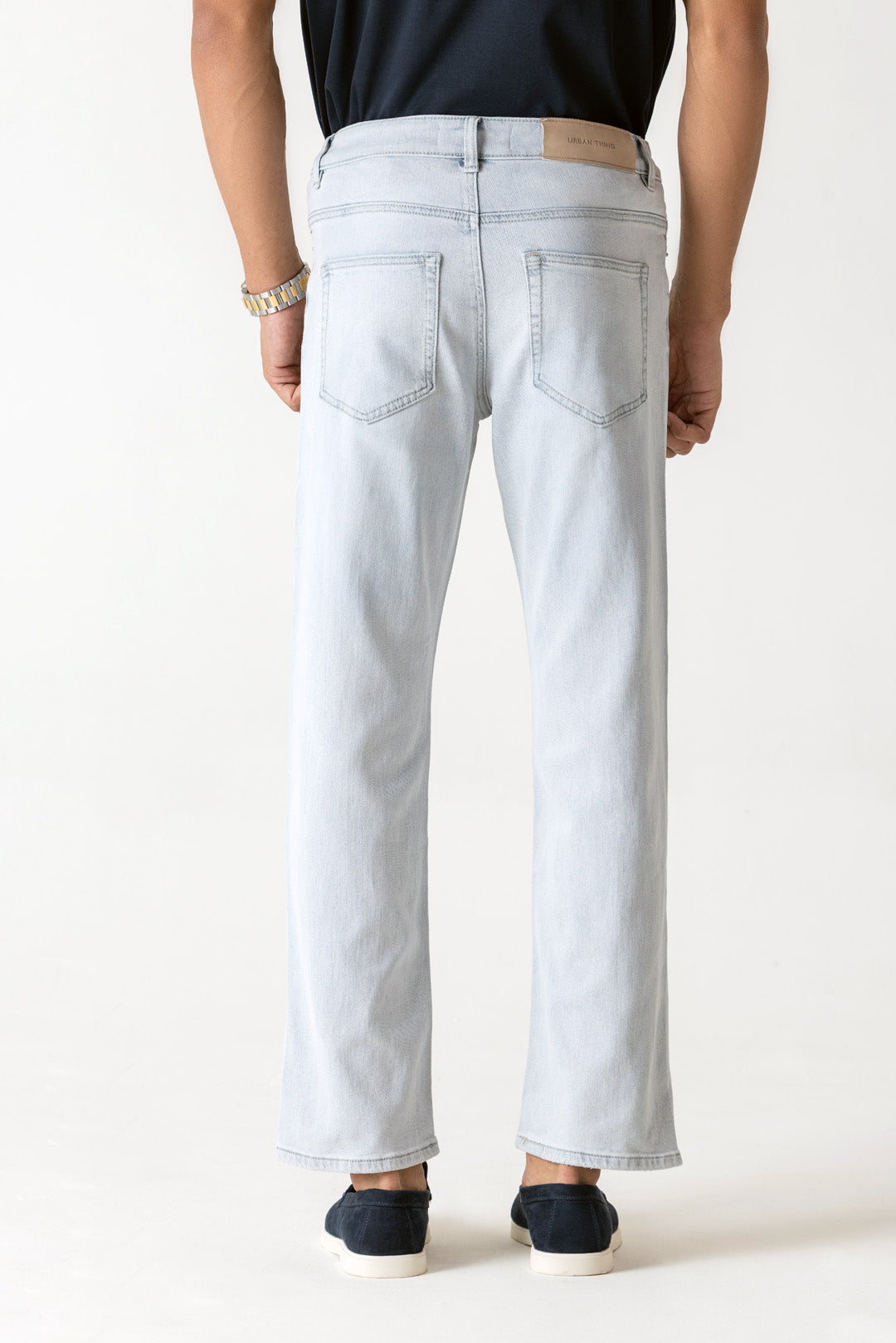 5-Yarn Blend Ice Blue Loose Ankle Super Soft Jeans
