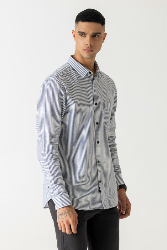 Cotton Linen Sky Stripe Regular Fit Shirt