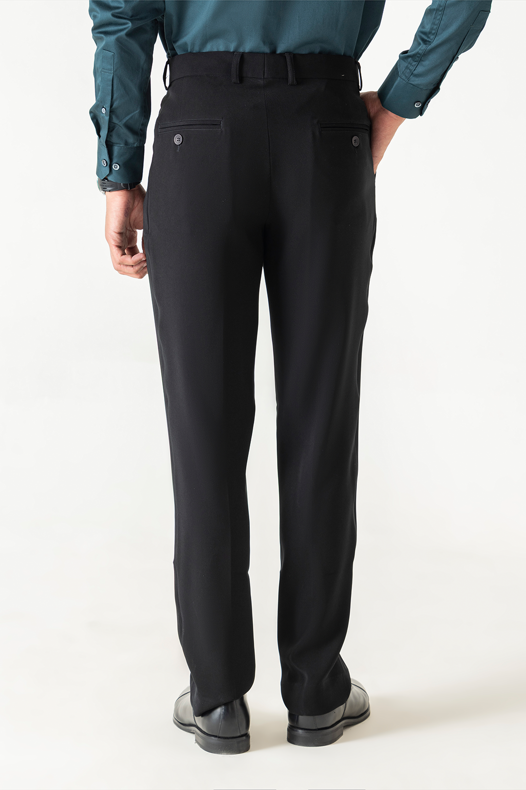 Super Black Colour Comfort Straight Trousers