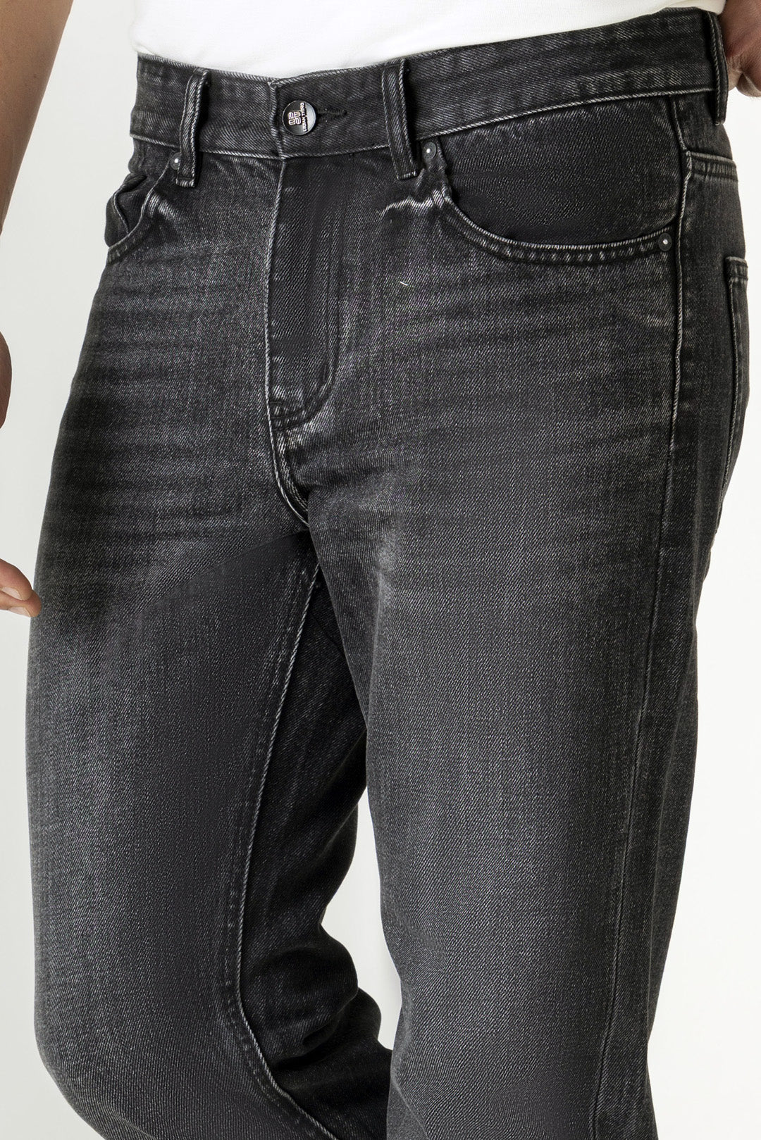 Carbon Black Cotton Poly Loose Jeans
