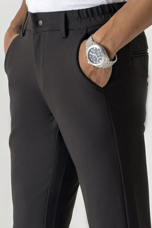 Comfort Adjustable Waistband Slim Straight Brown Colour Travel Trouser