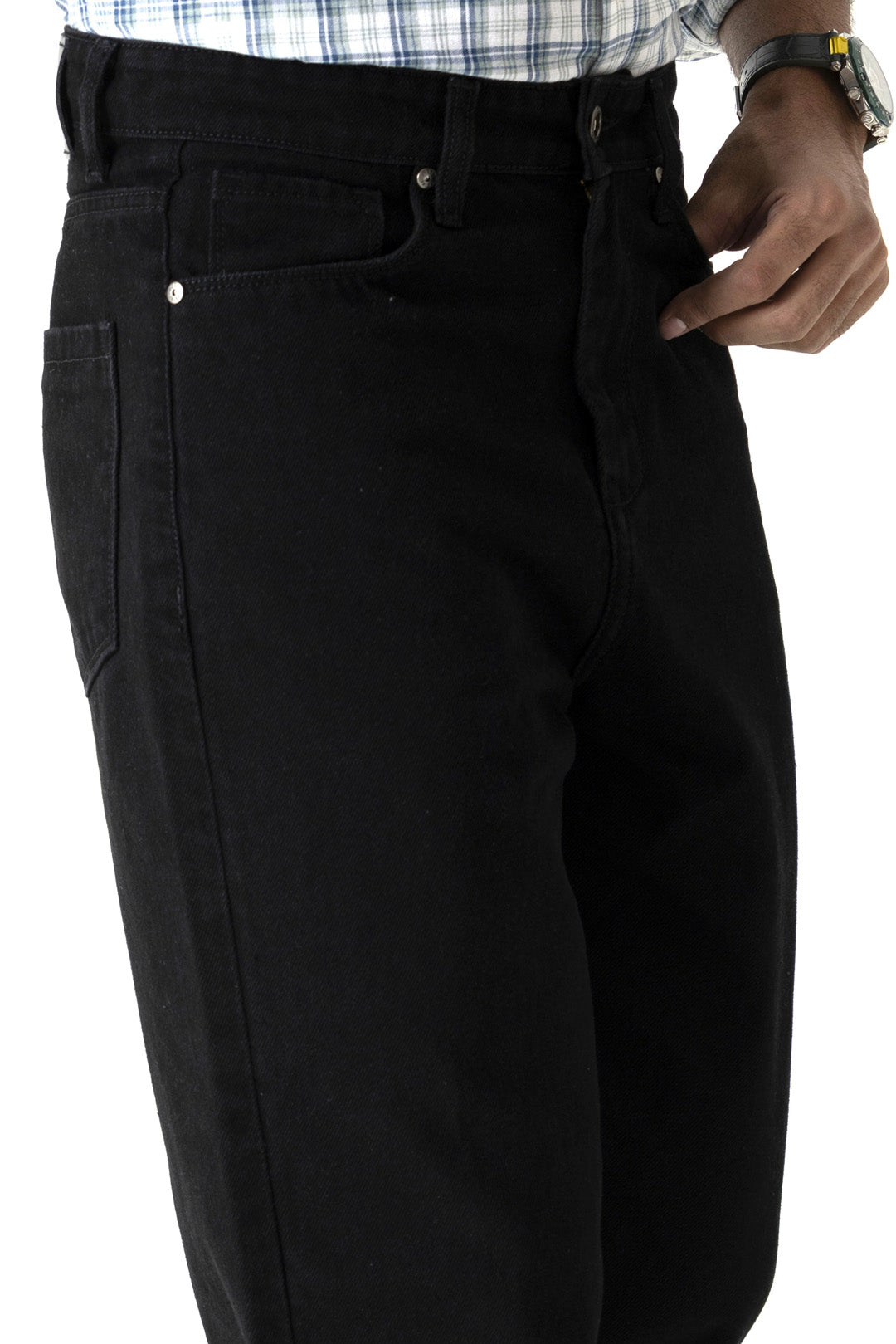 Relaxed Straight Black Colour Regular Five Pocket Jeans