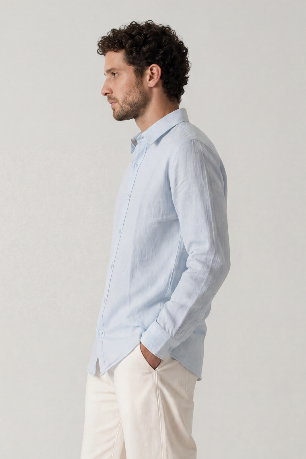 Sky Blue Double Cloth Solid Shirt – Regular Fit