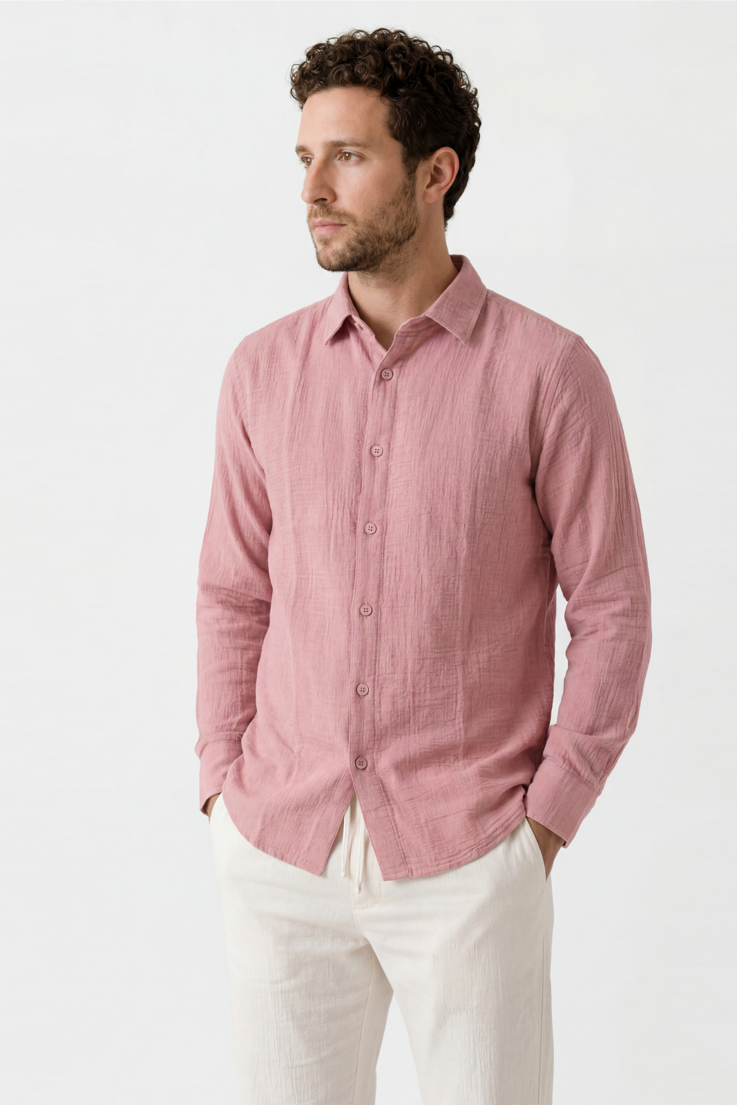 Pink Double Cloth Solid Shirt – Regular Fit