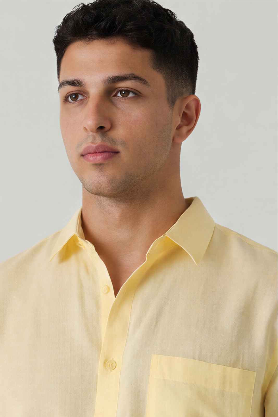 Light Yellow Linen Half Sleeve Shirt – Regular Fit