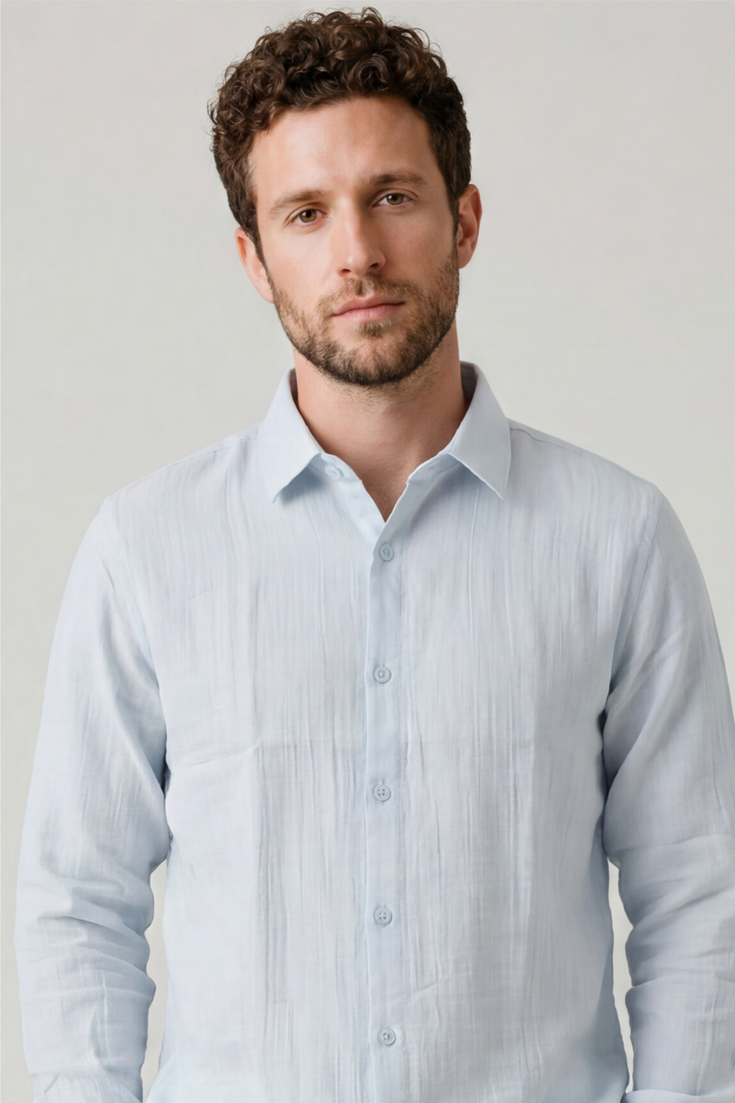 Sky Blue Double Cloth Solid Shirt – Regular Fit