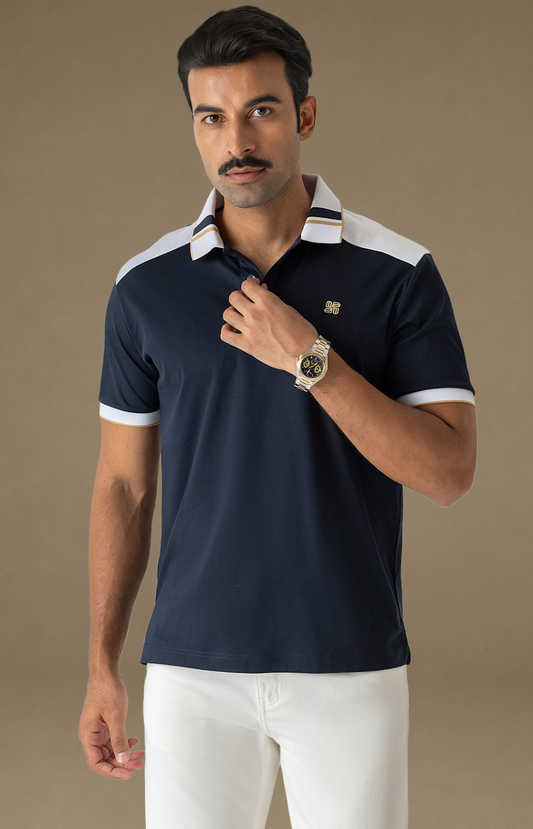 Navy Block Polo