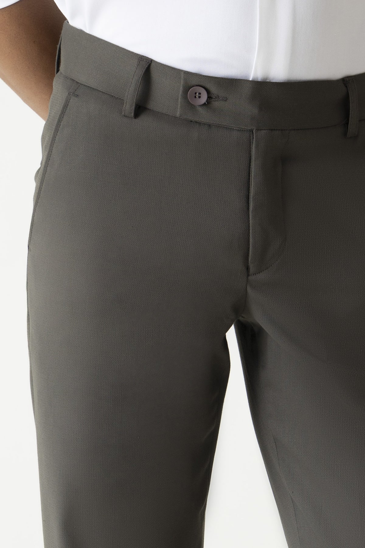 Flat Front Comfort Regular Dark Grey Colour Formal Trouser